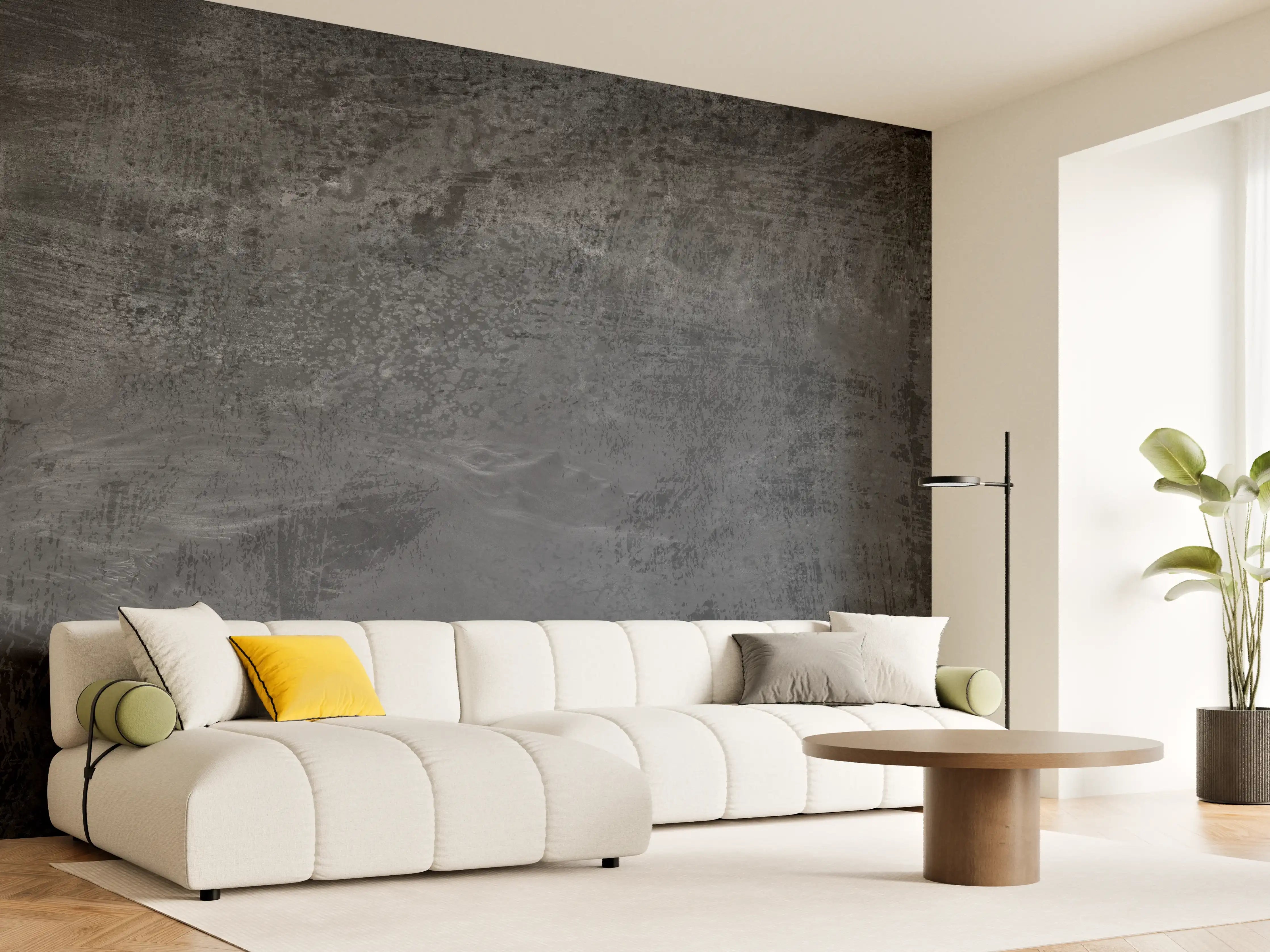 Wandverkleidung Wohnzimmer - Dunkelgrauer Zement-Hintergrund