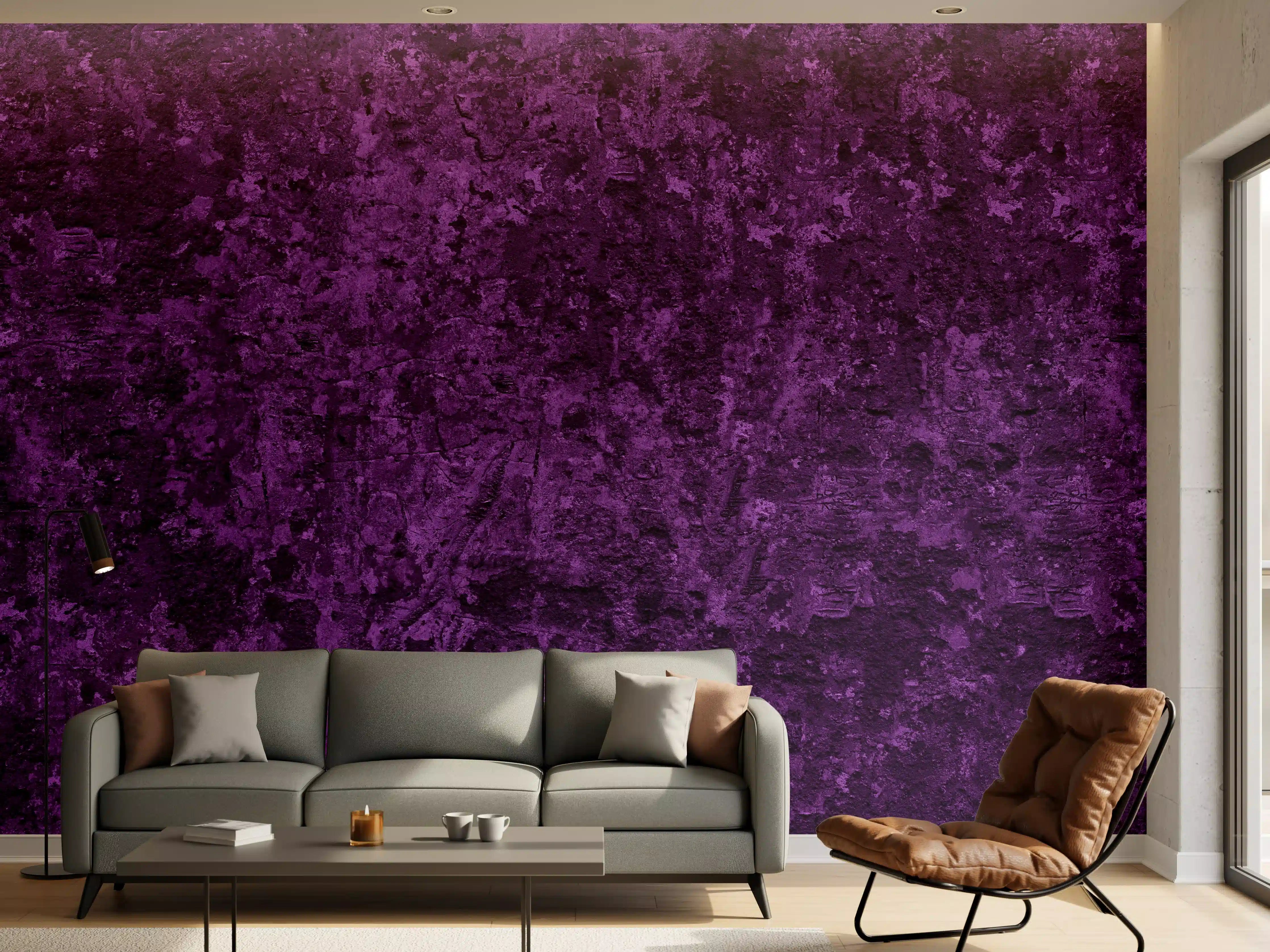 Wandverkleidung Wohnzimmer - Dunkelviolette grobe Wandtextur