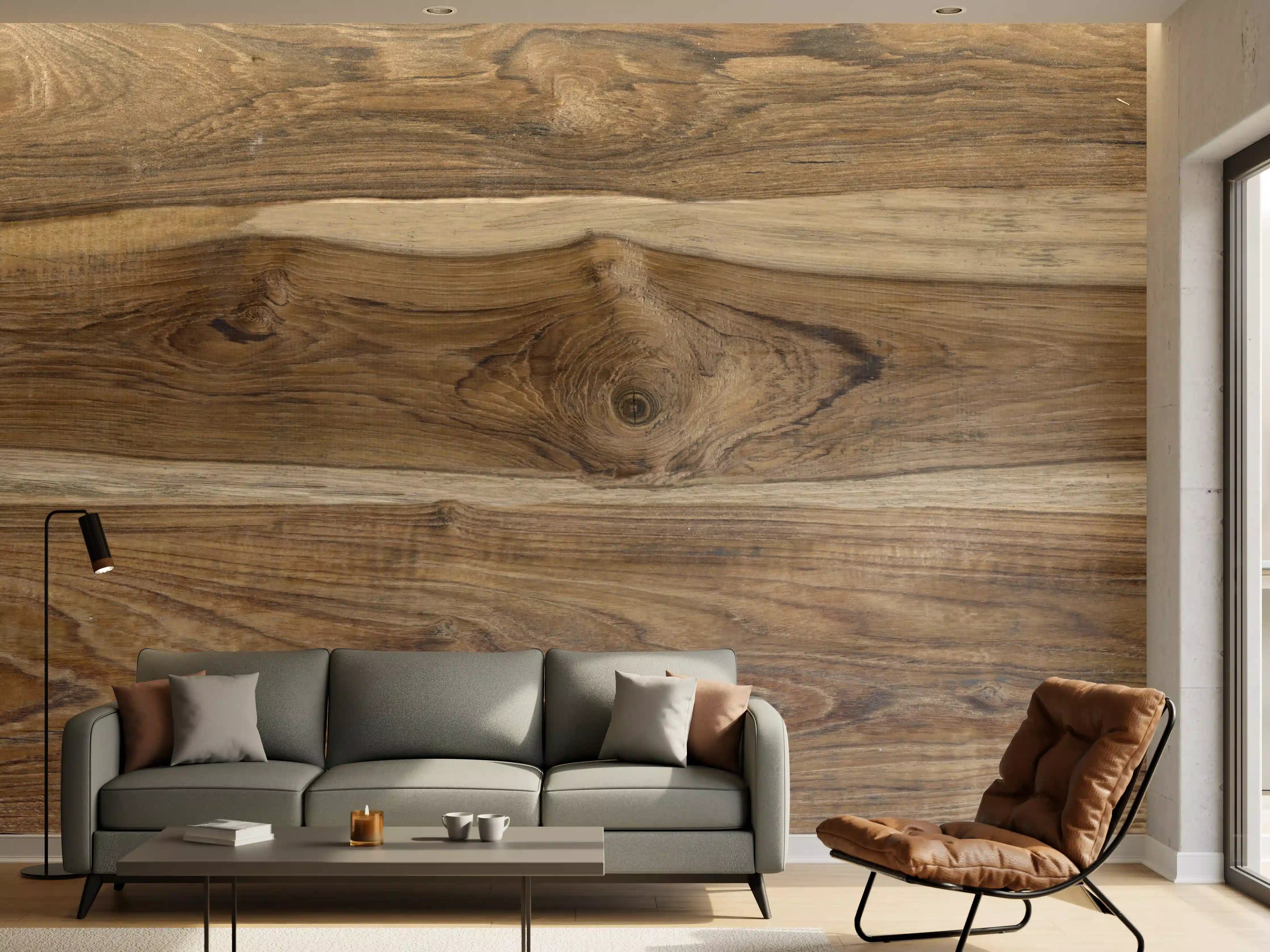 Wandverkleidung Wohnzimmer - Dunkle Holzoptik