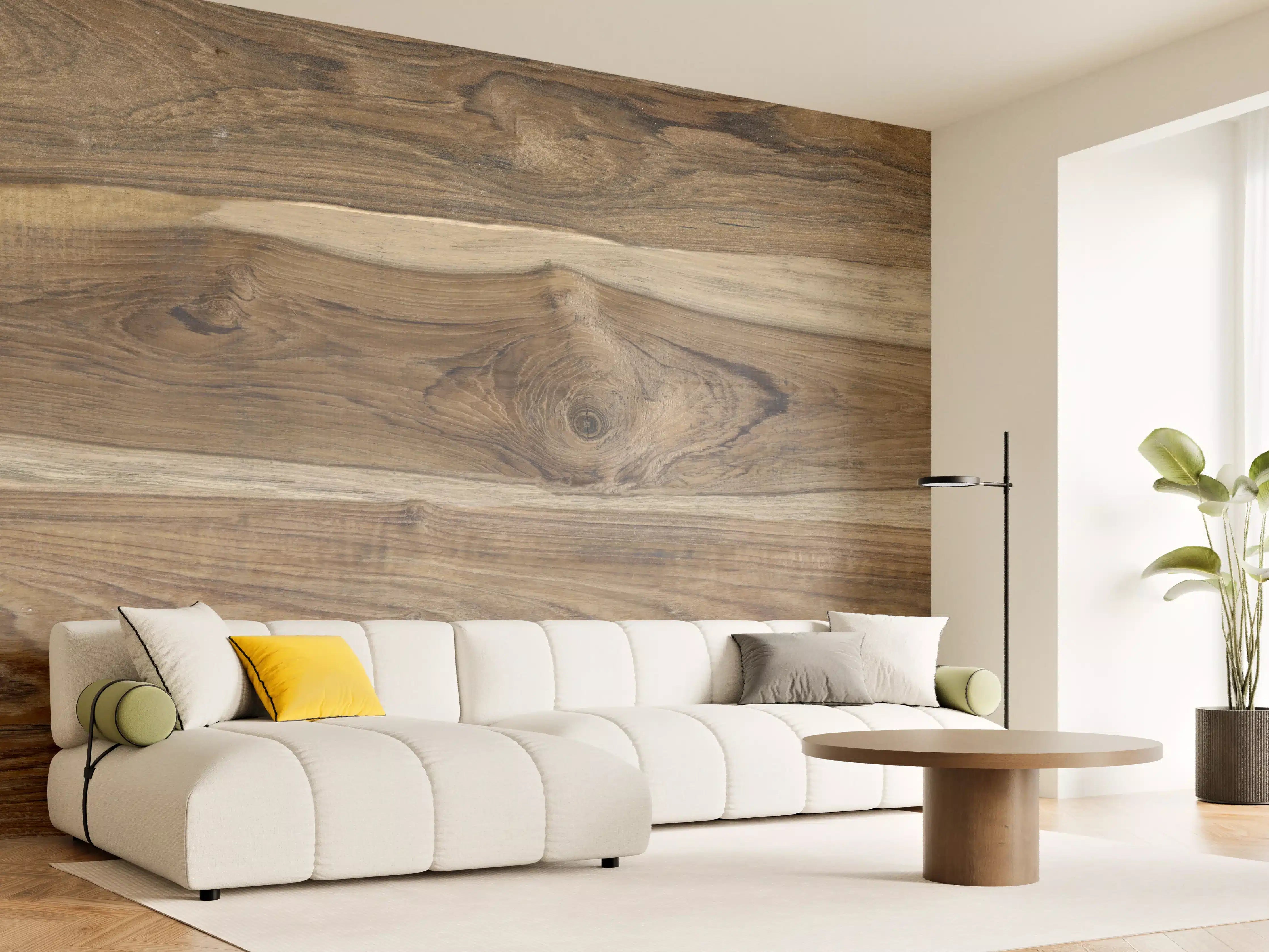 Wandverkleidung Wohnzimmer - Dunkle Holzoptik
