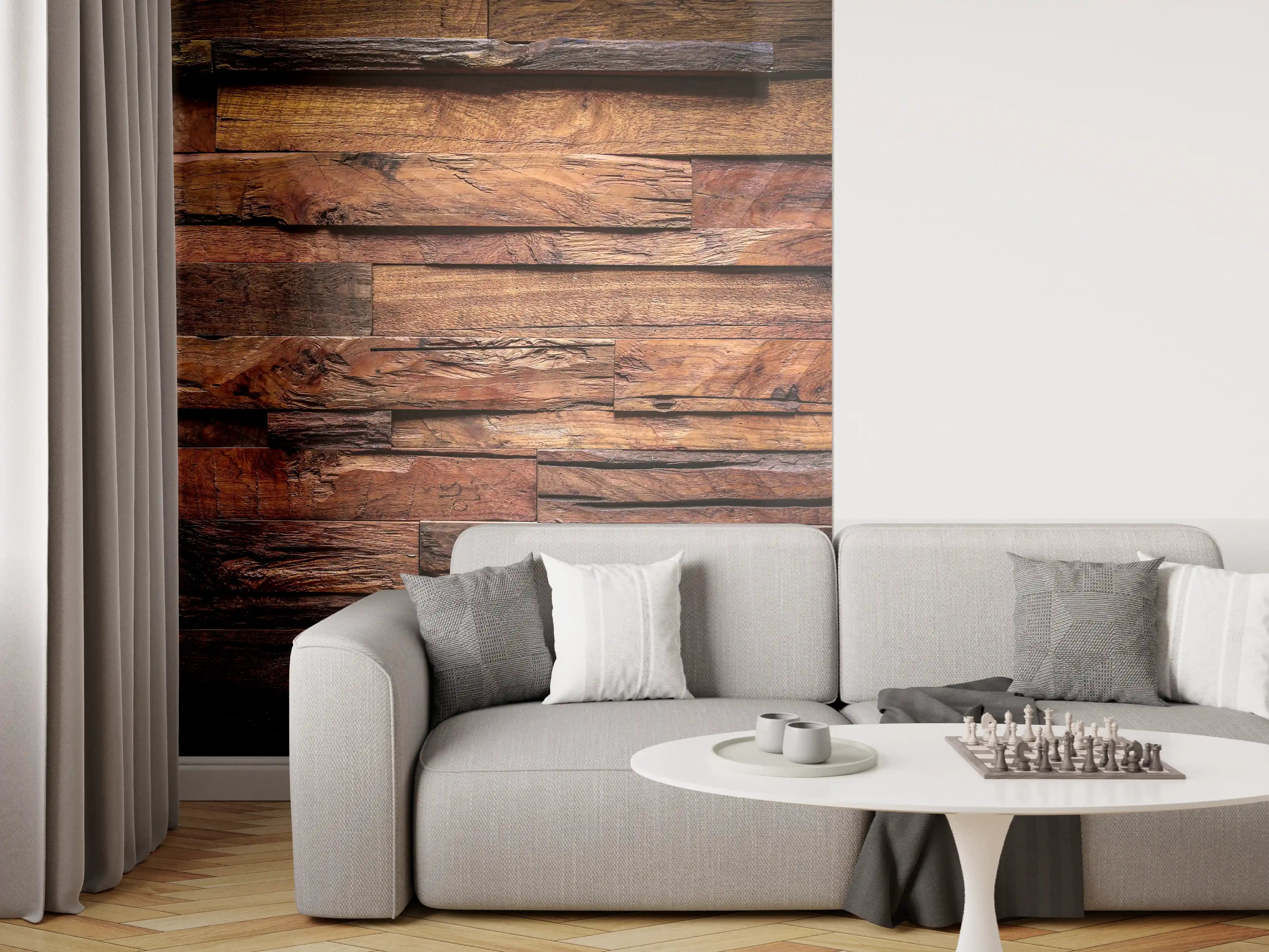 Wandverkleidung Wohnzimmer - Dunkle Holztextur