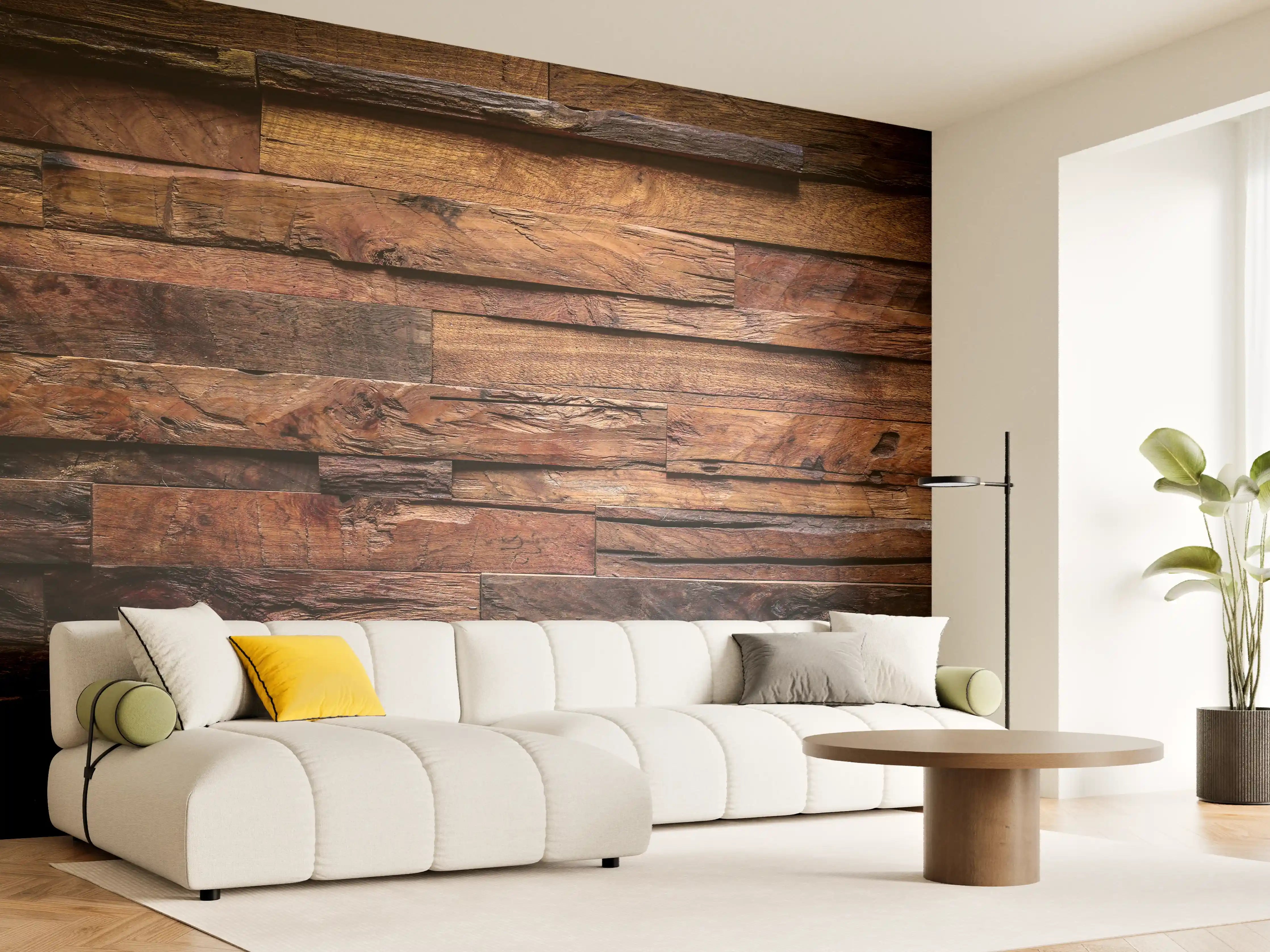Wandverkleidung Wohnzimmer - Dunkle Holztextur