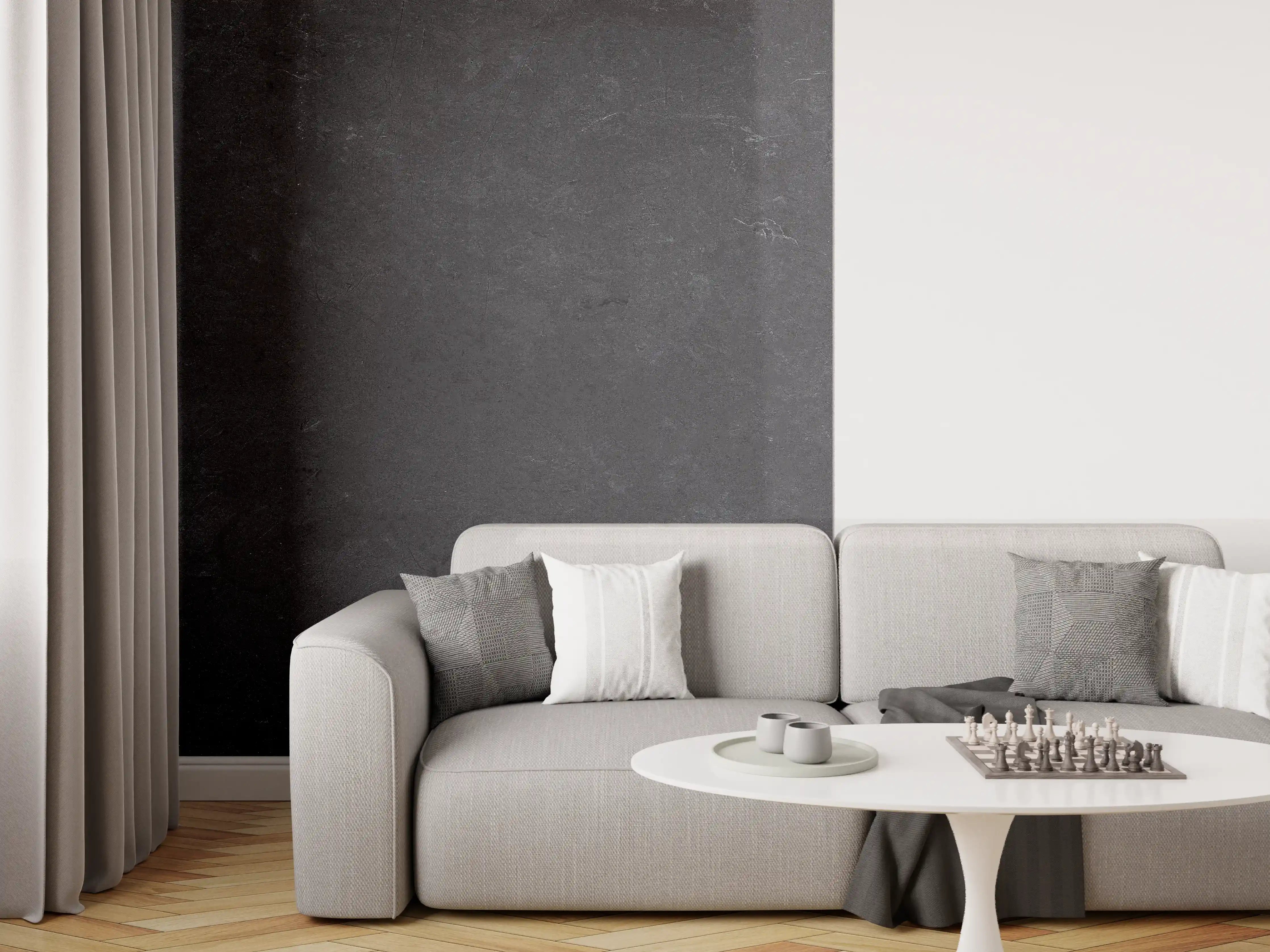Wandverkleidung Wohnzimmer - Dunkle Stein- oder Schieferwand