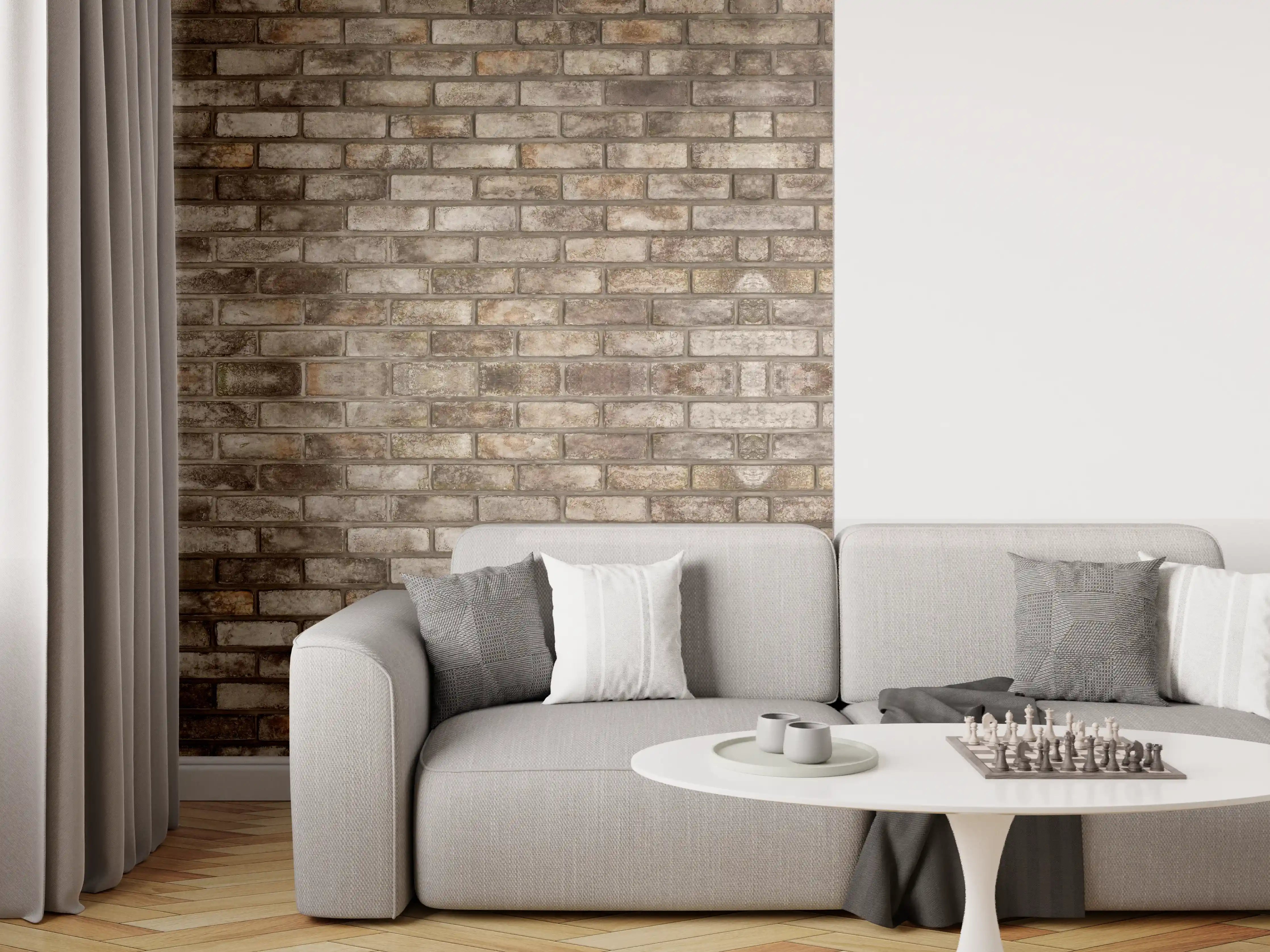 Wandverkleidung Wohnzimmer - Dunkle Steinmauer