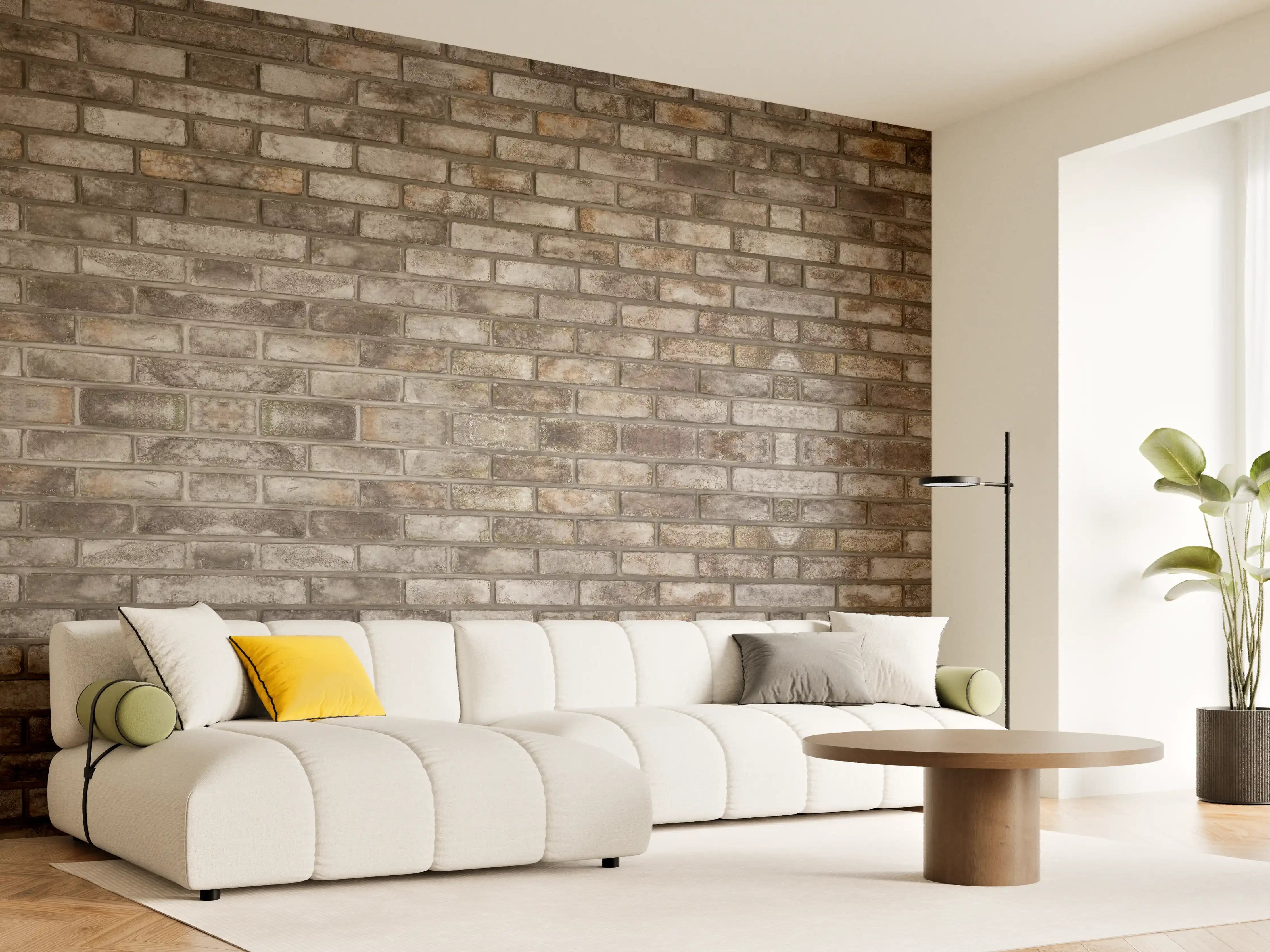 Wandverkleidung Wohnzimmer - Dunkle Steinmauer