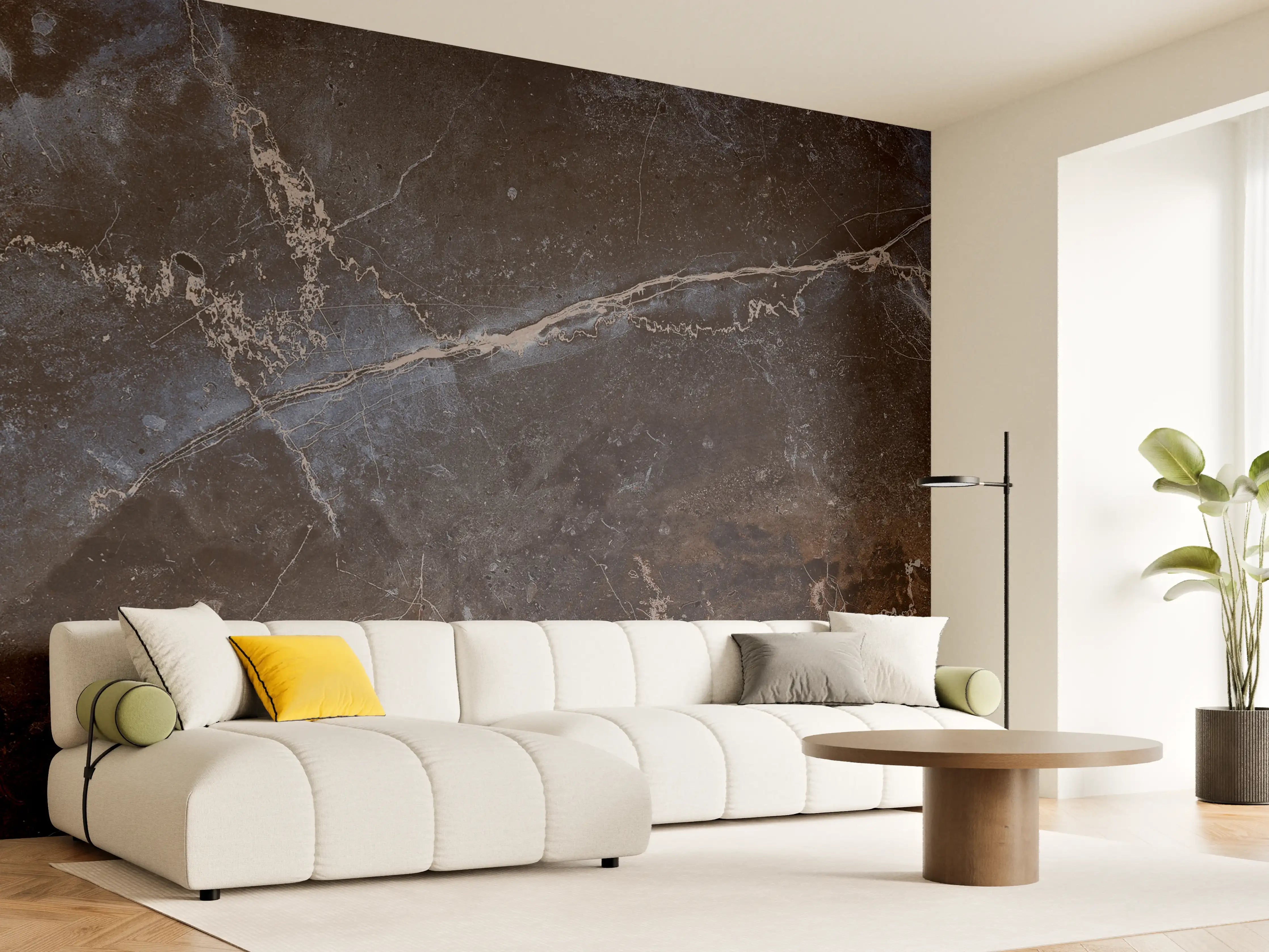 Wandverkleidung Wohnzimmer - Dunkler Marmor