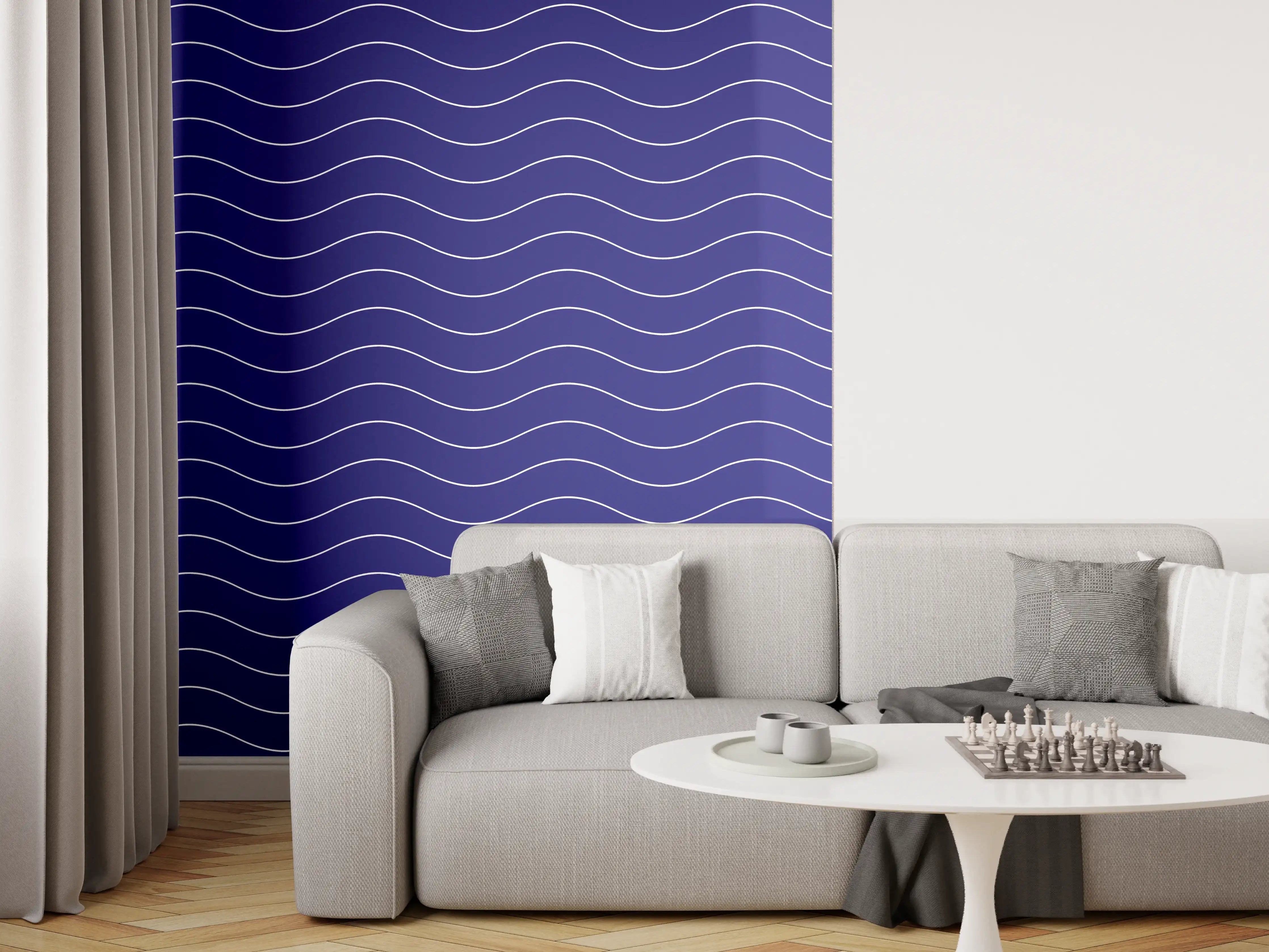 Wandverkleidung Wohnzimmer - Dunkler blauer Meereswellenschuss