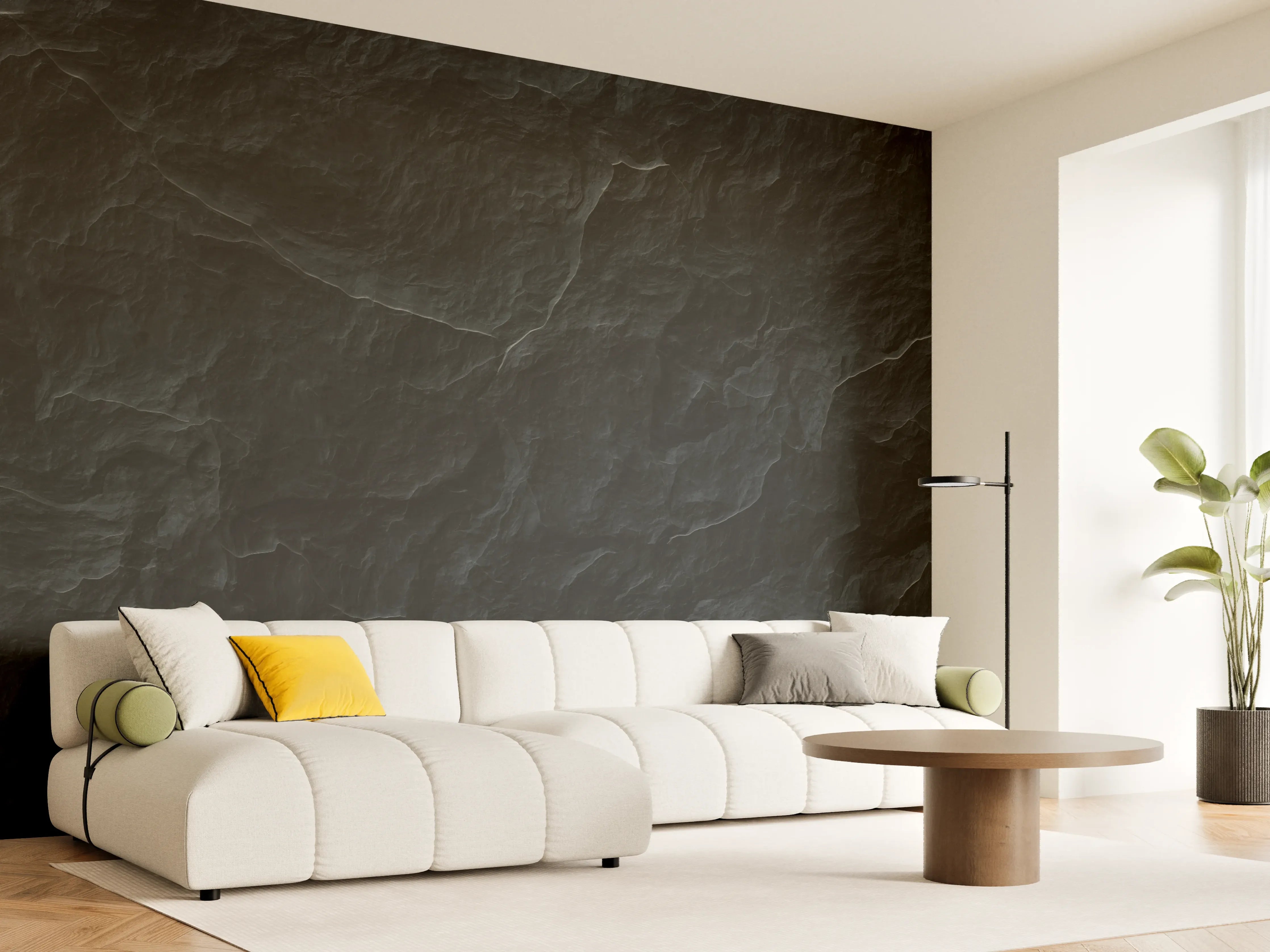 Wandverkleidung Wohnzimmer - Dunkles, texturiertes Bild mit geheimnisvollem Flair