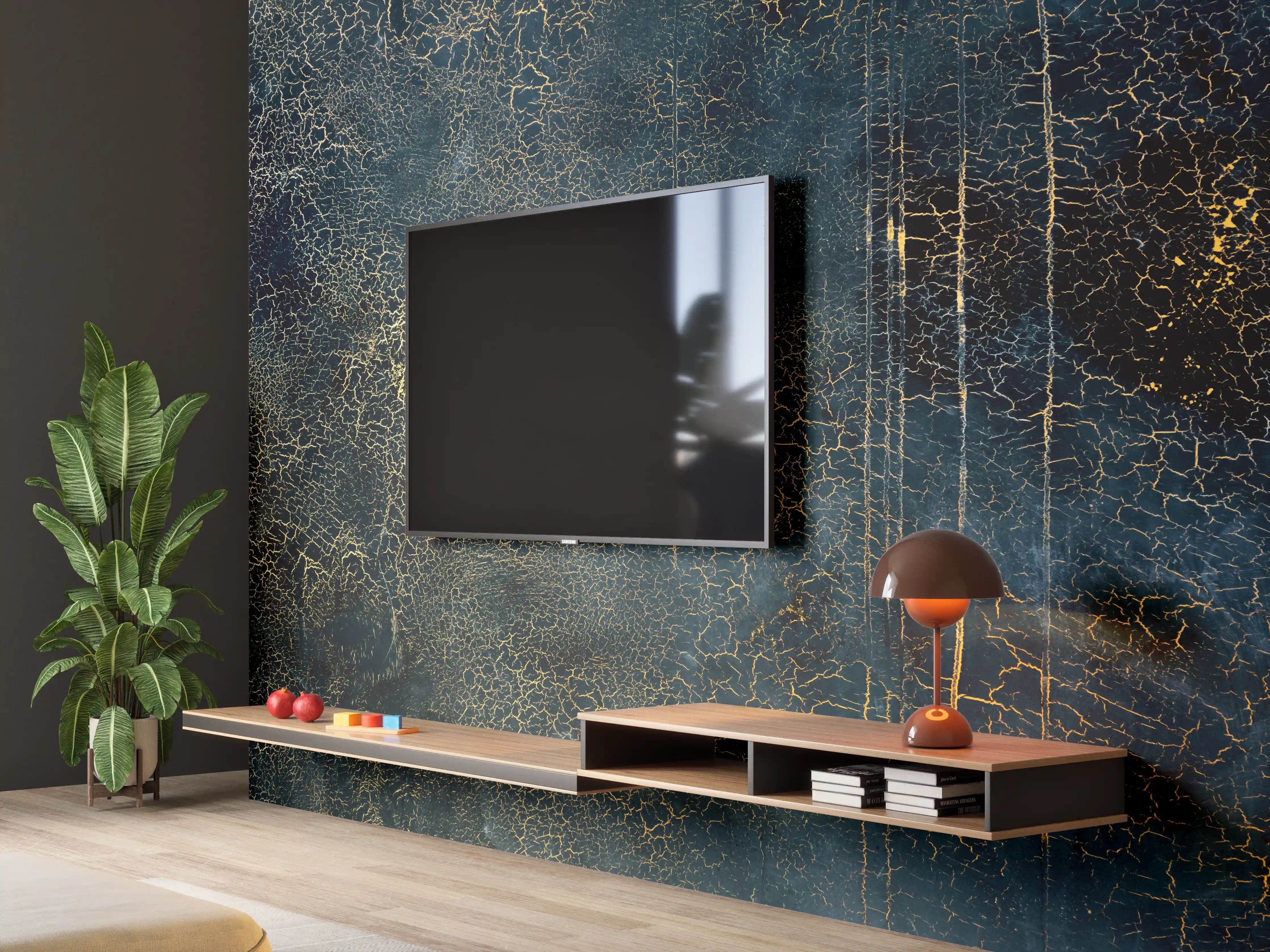 Wandverkleidung Wohnzimmer - Edel-Rissige Textur mit Craquelé- Effekt