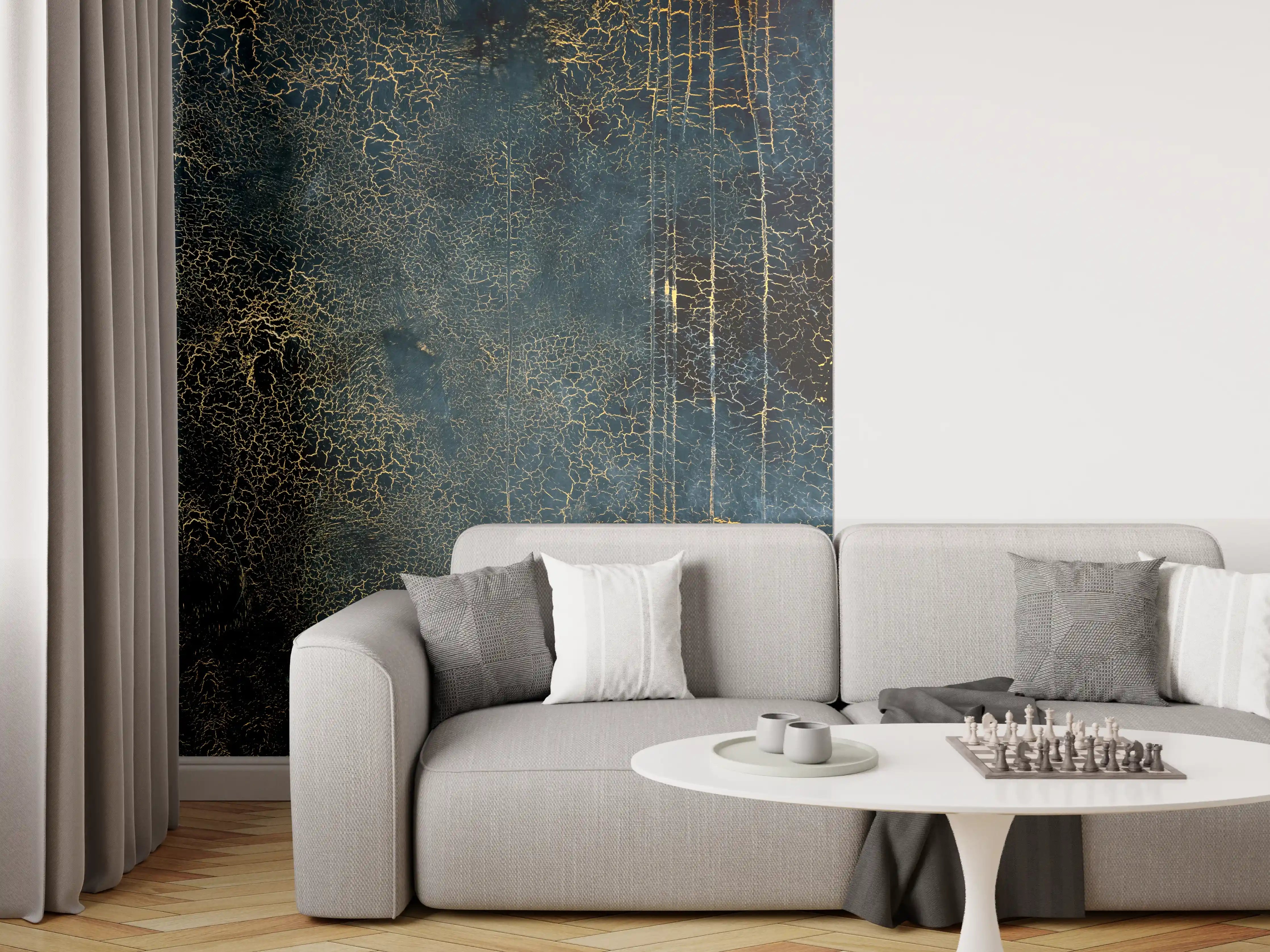 Wandverkleidung Wohnzimmer - Edel-Rissige Textur mit Craquelé- Effekt