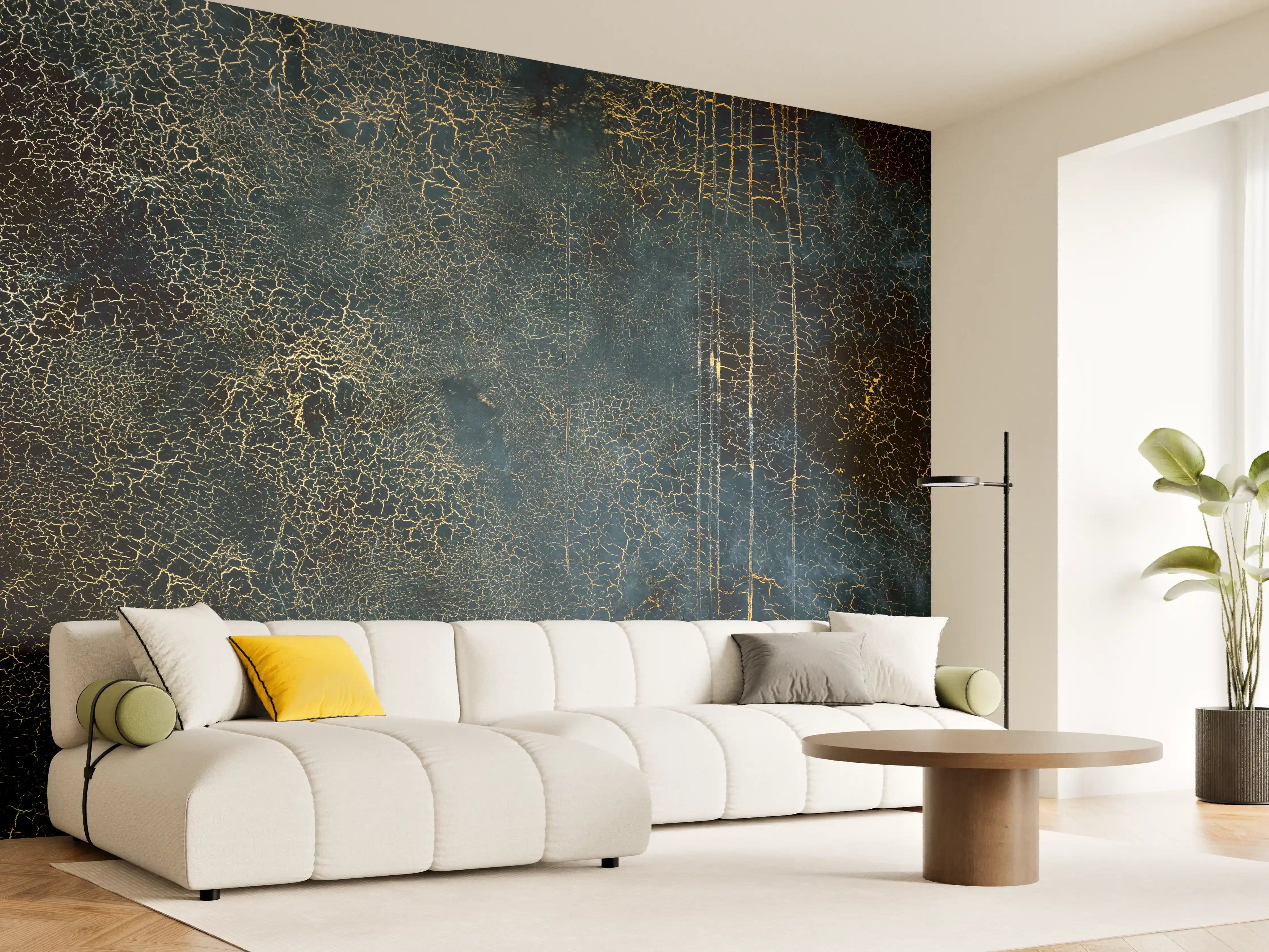 Wandverkleidung Wohnzimmer - Edel-Rissige Textur mit Craquelé- Effekt