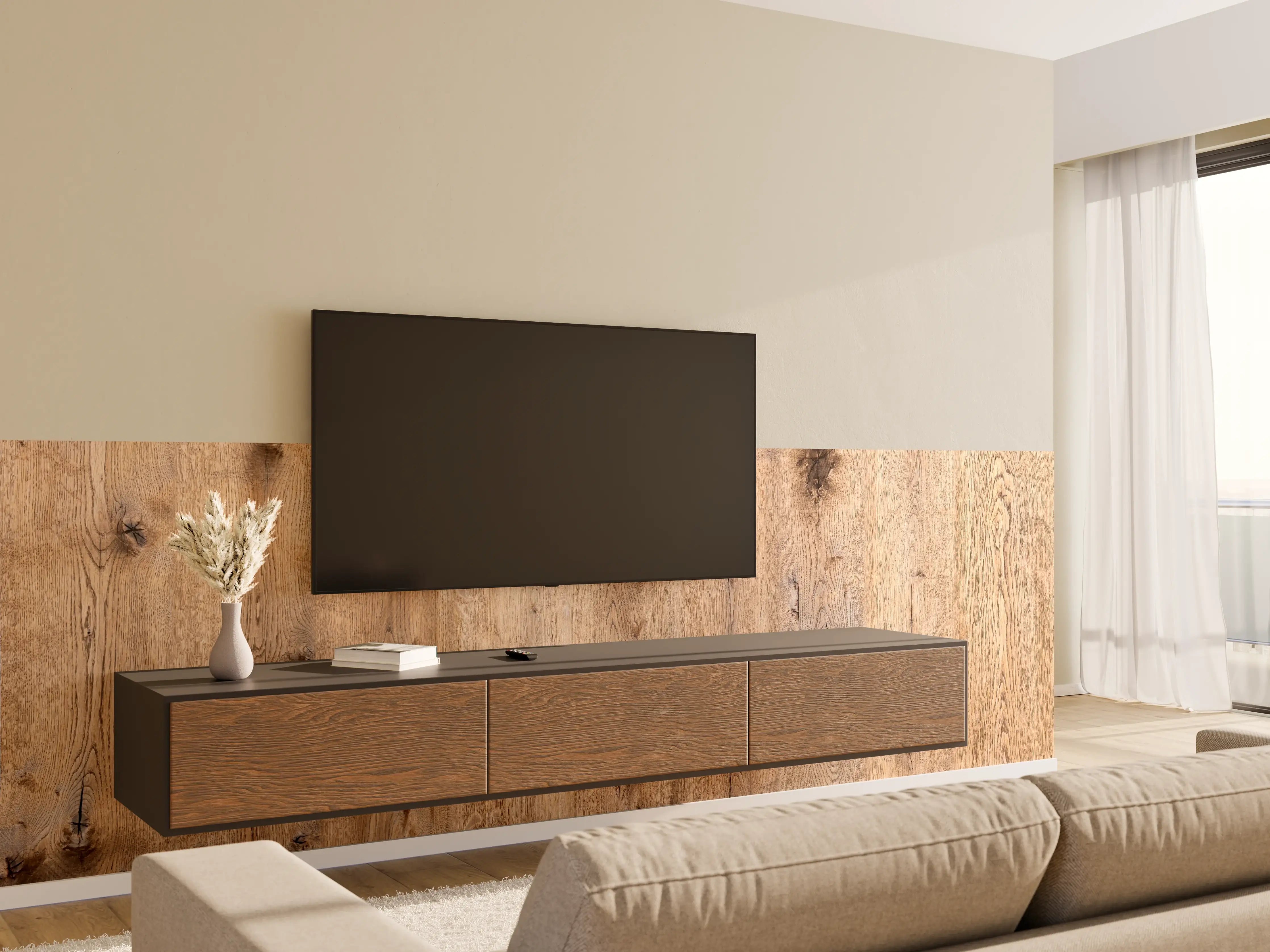 Wandverkleidung Wohnzimmer - Edle Grautöne für dein Holzdesign