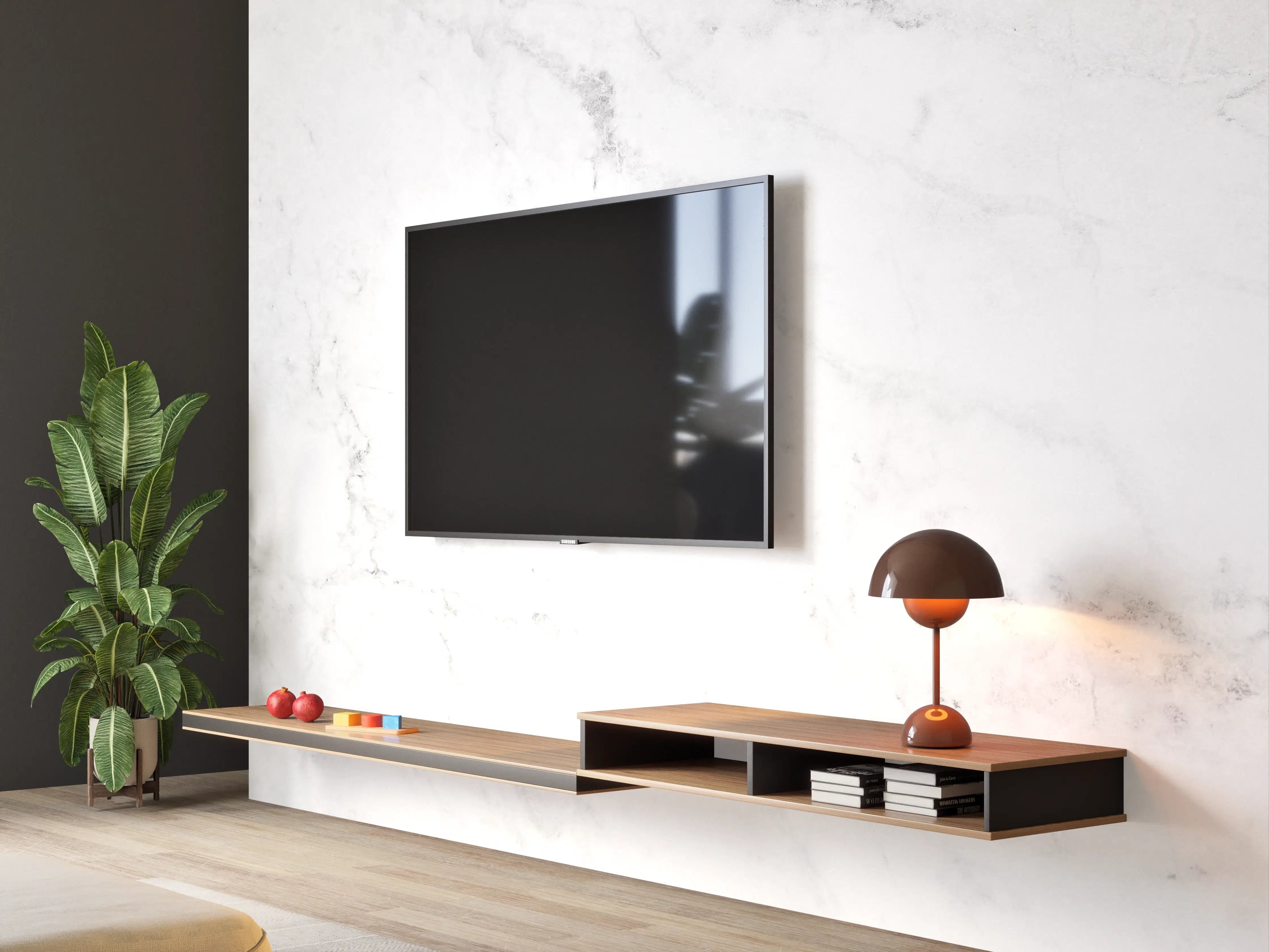 Wandverkleidung Wohnzimmer - Edler Weiß-Marmor-Effekt