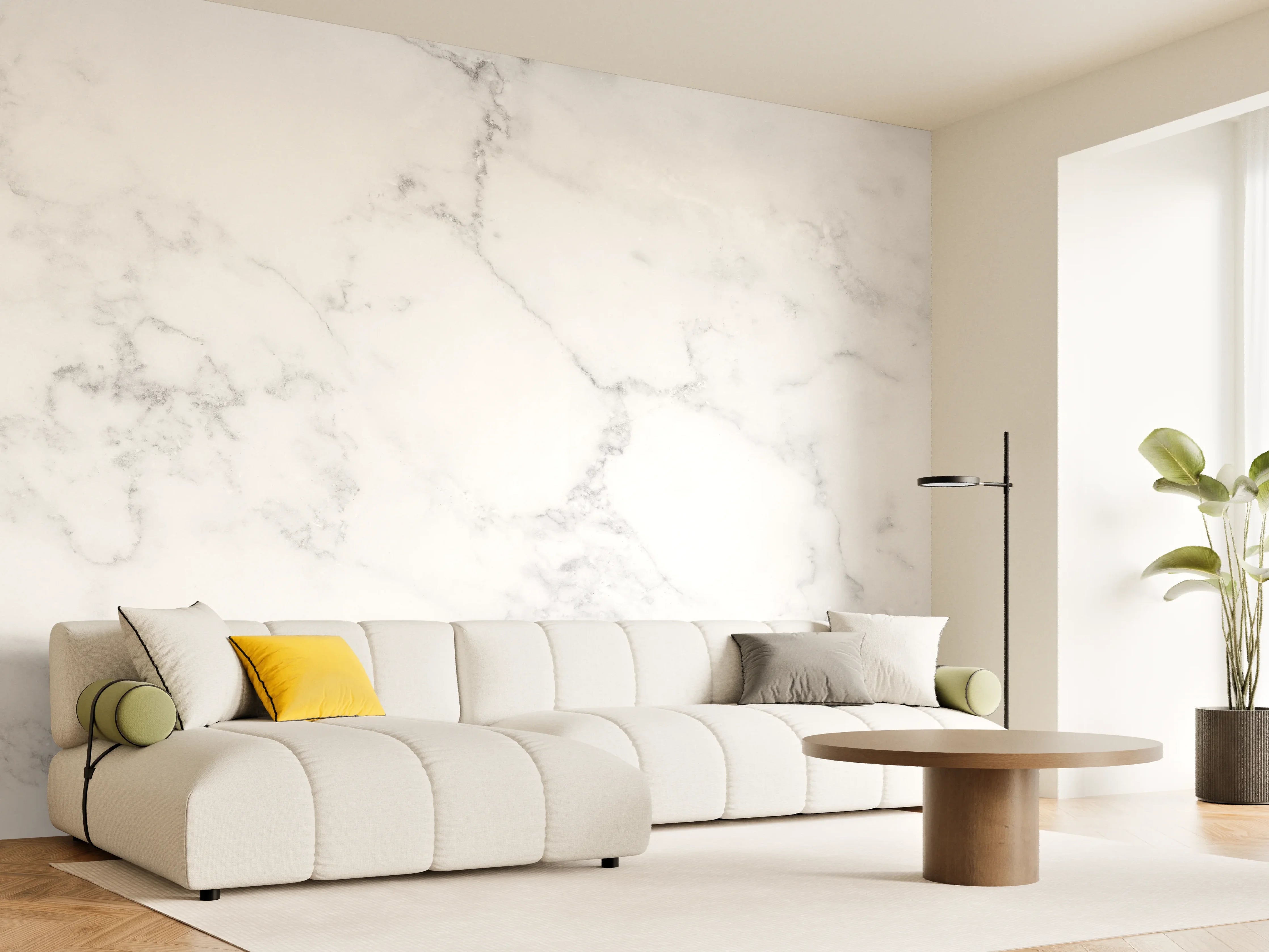 Wandverkleidung Wohnzimmer - Edler Weißer Marmor