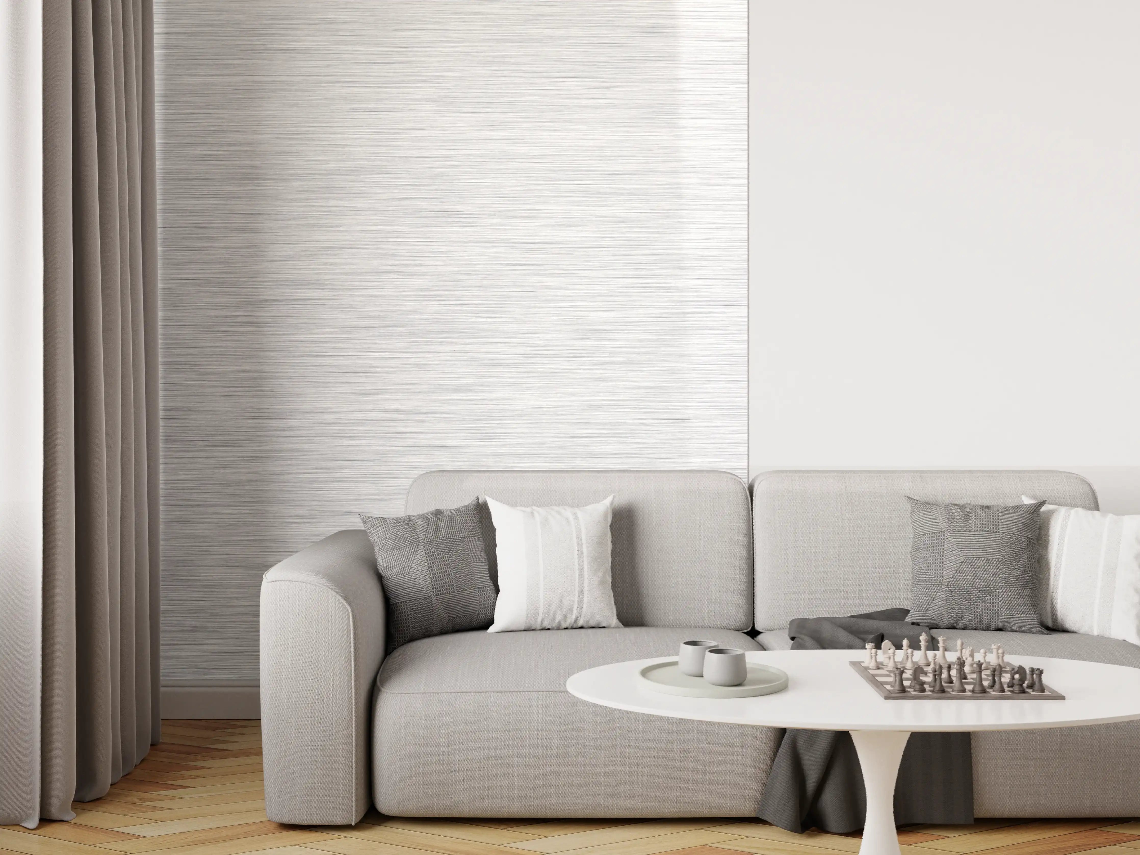 Wandverkleidung Wohnzimmer - Edles Silber mit feiner Struktur