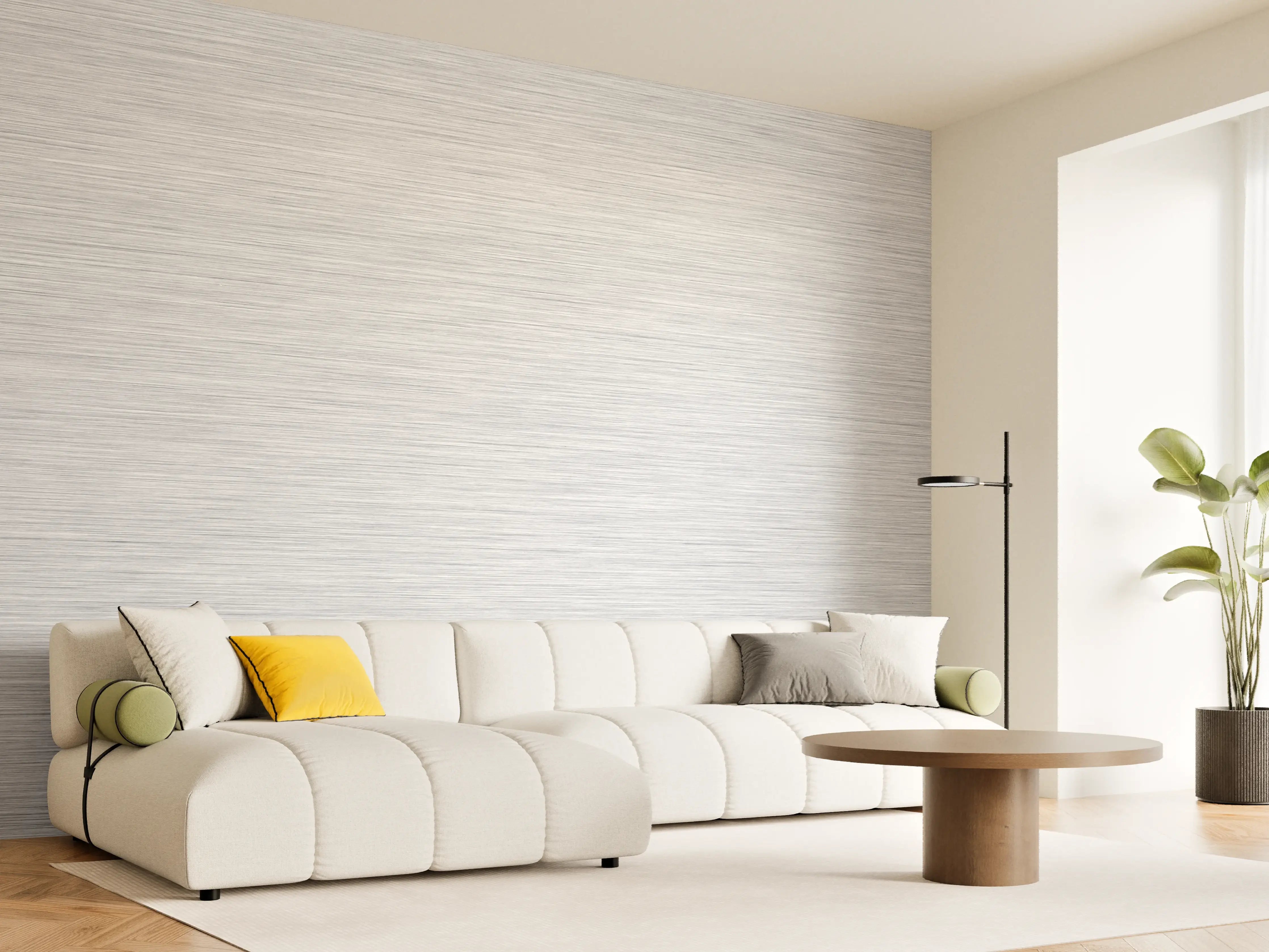 Wandverkleidung Wohnzimmer - Edles Silber mit feiner Struktur