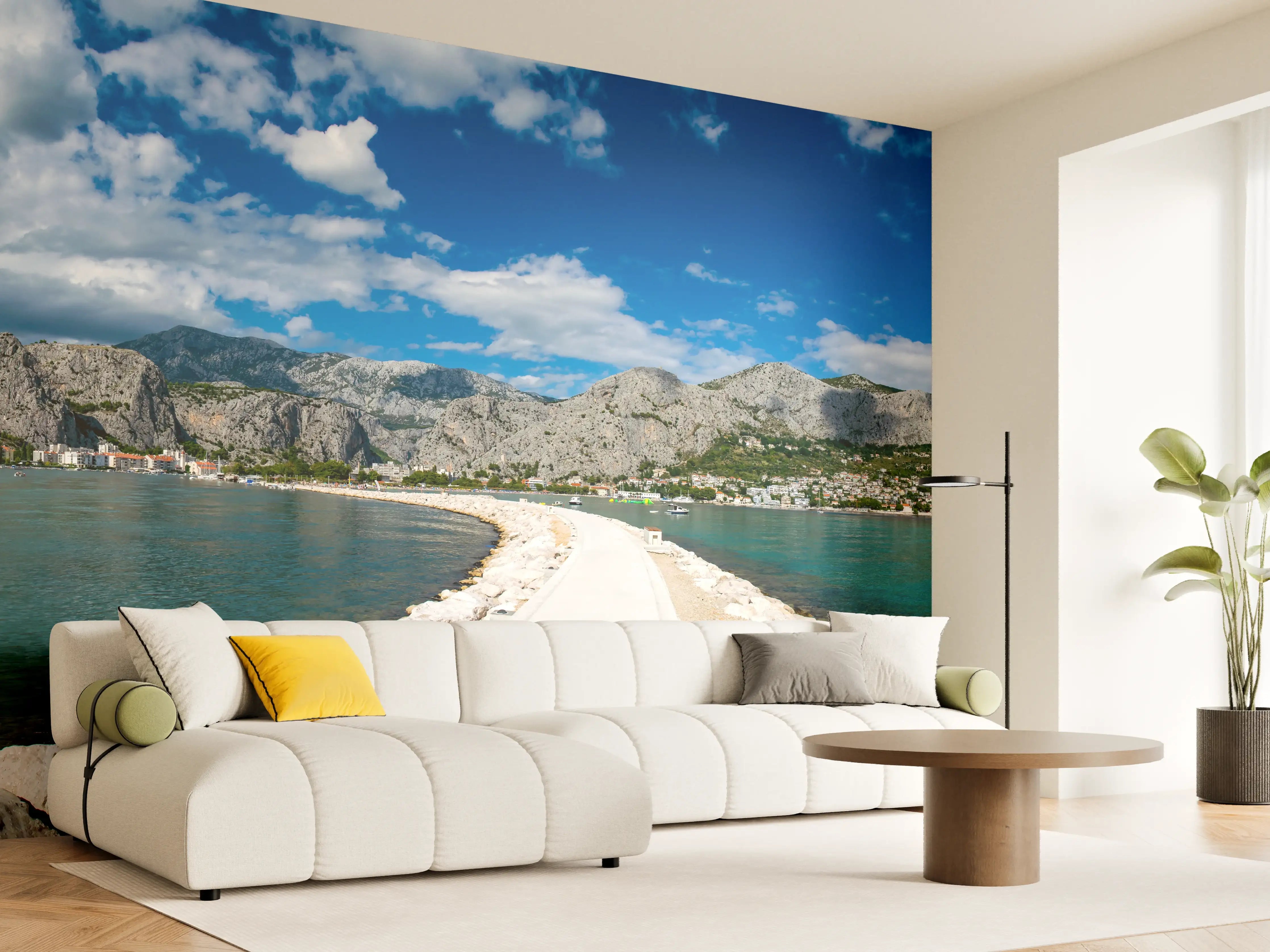 Wandverkleidung Wohnzimmer - Ein Panoramabild von Omis - Kroatien