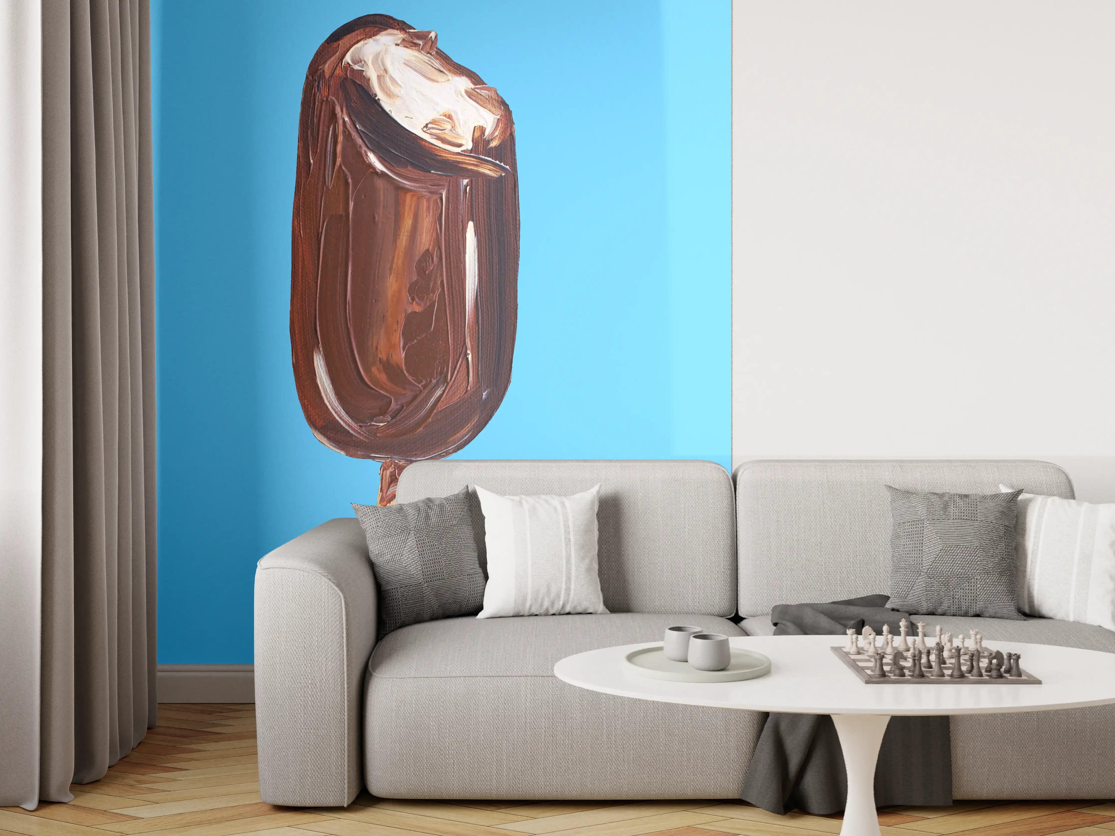 Wandverkleidung Wohnzimmer - Eis am Stiel mit Schokoladeüberzug