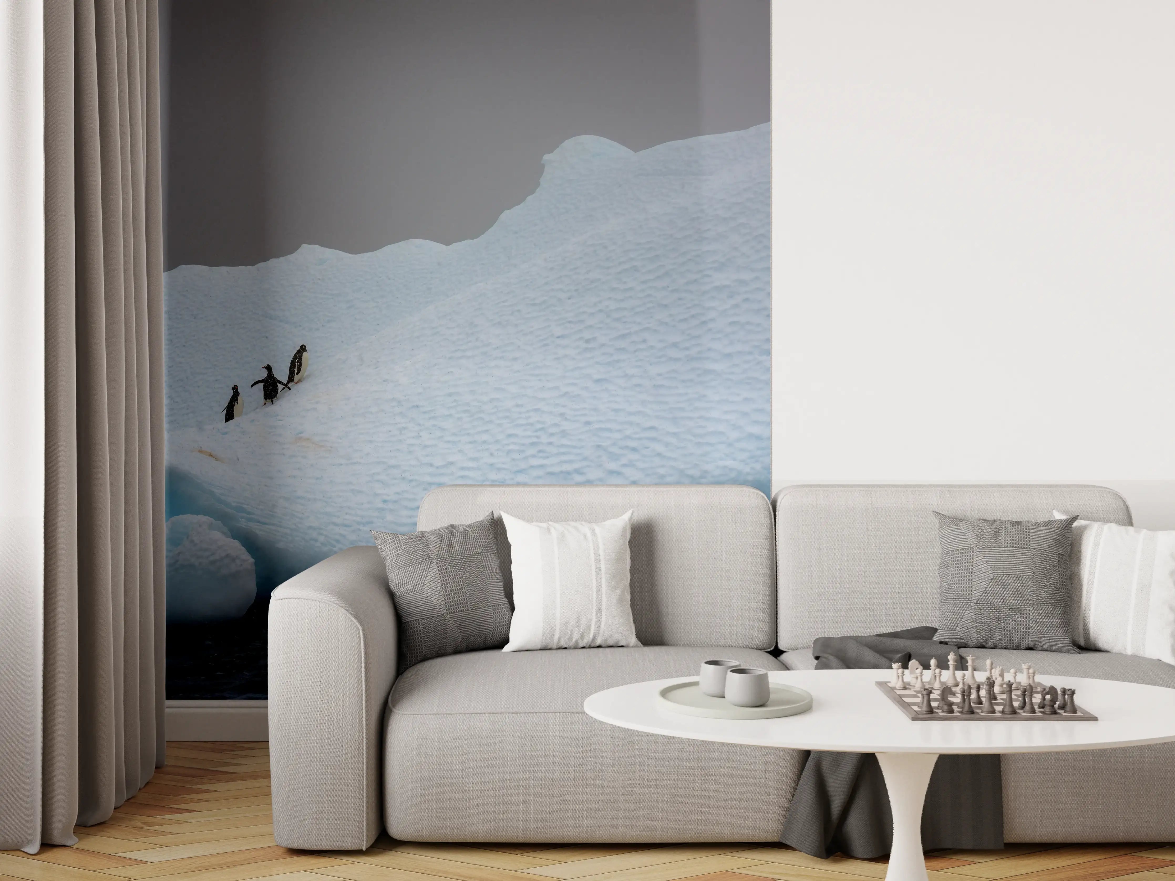 Wandverkleidung Wohnzimmer - Eisbergszene in arktischer Umgebung