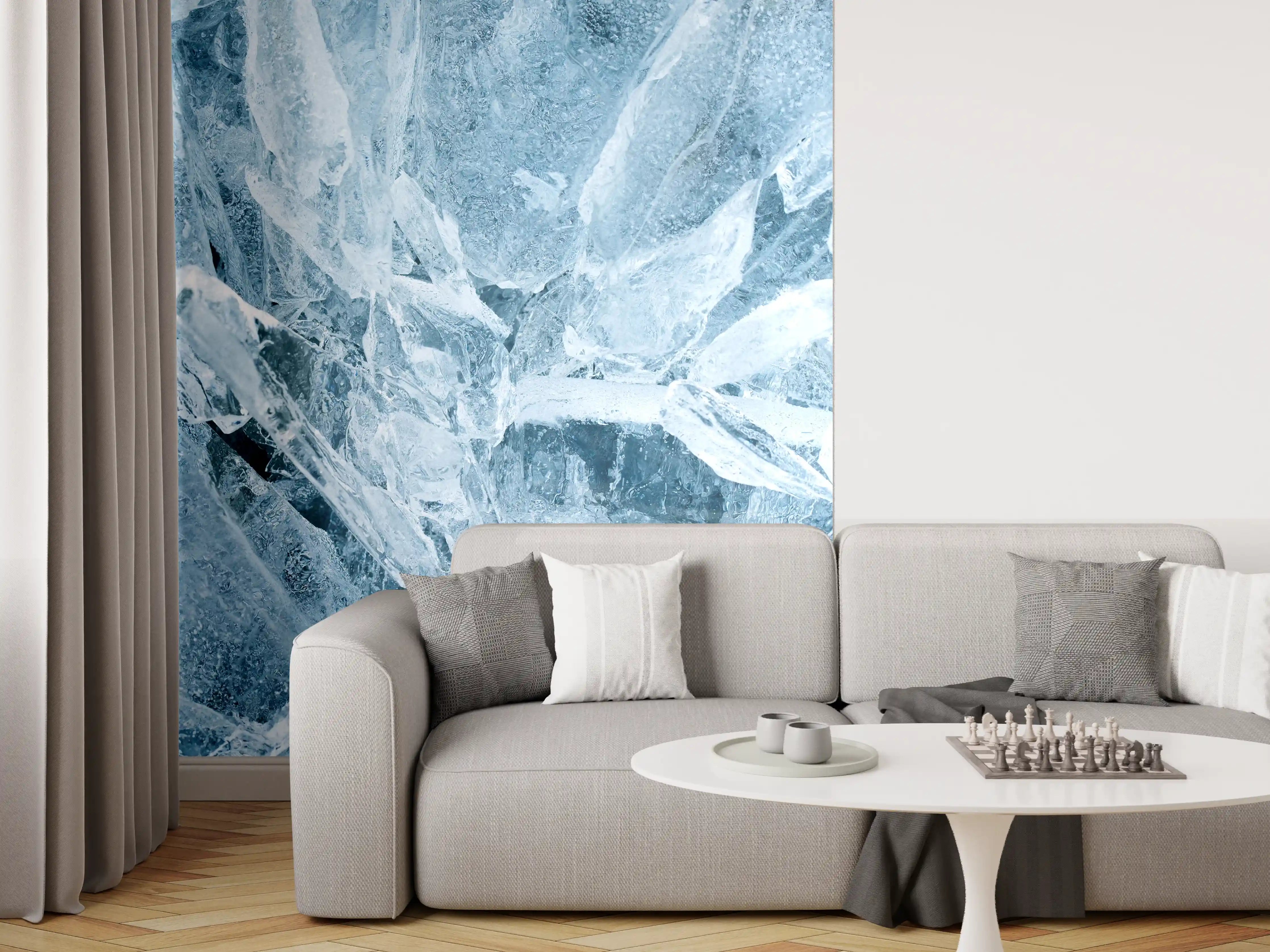 Wandverkleidung Wohnzimmer - Eisige Bruchstelle mit kristallklaren Details