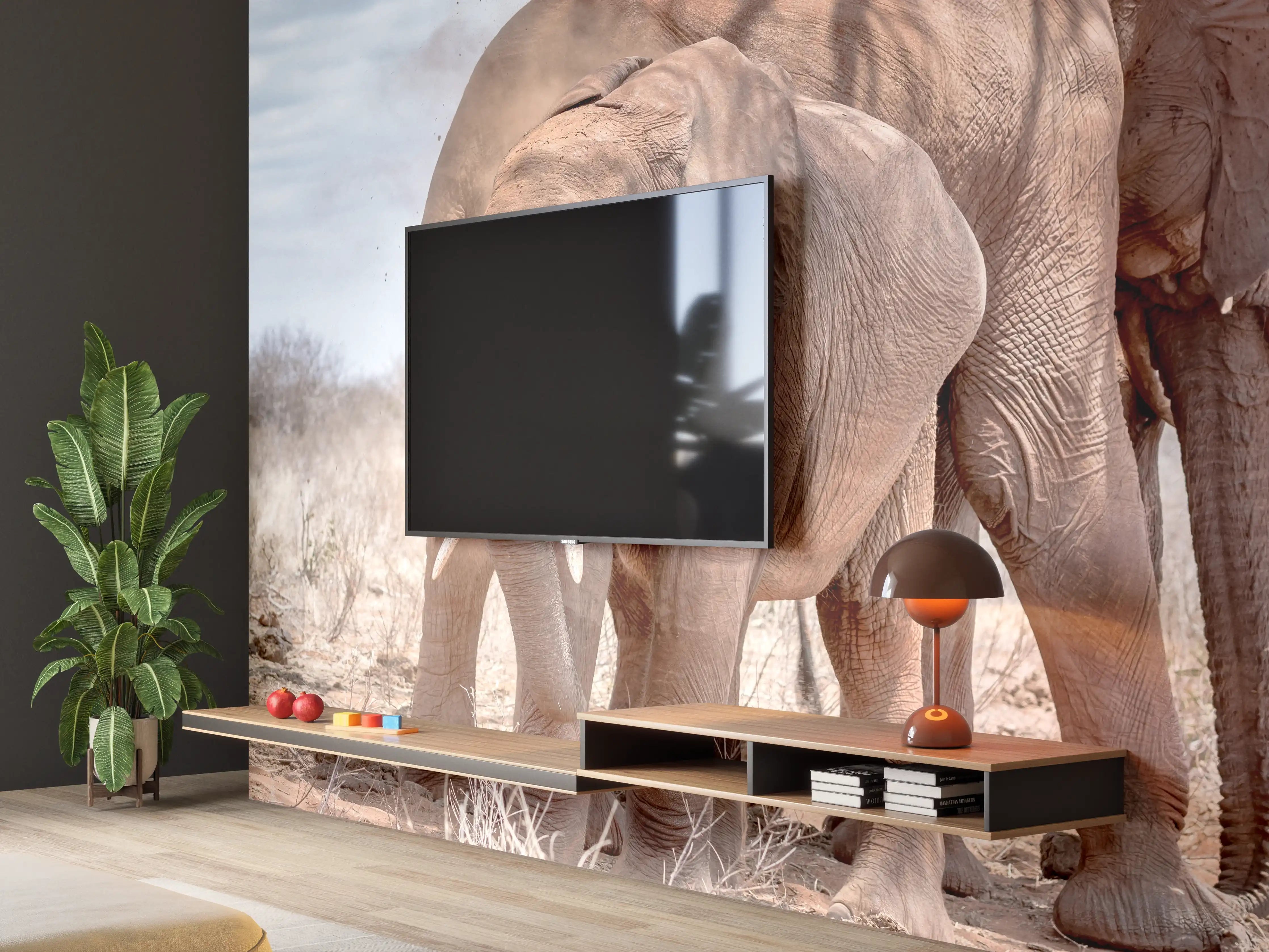 Wandverkleidung Wohnzimmer - Elefanten von Tsavo