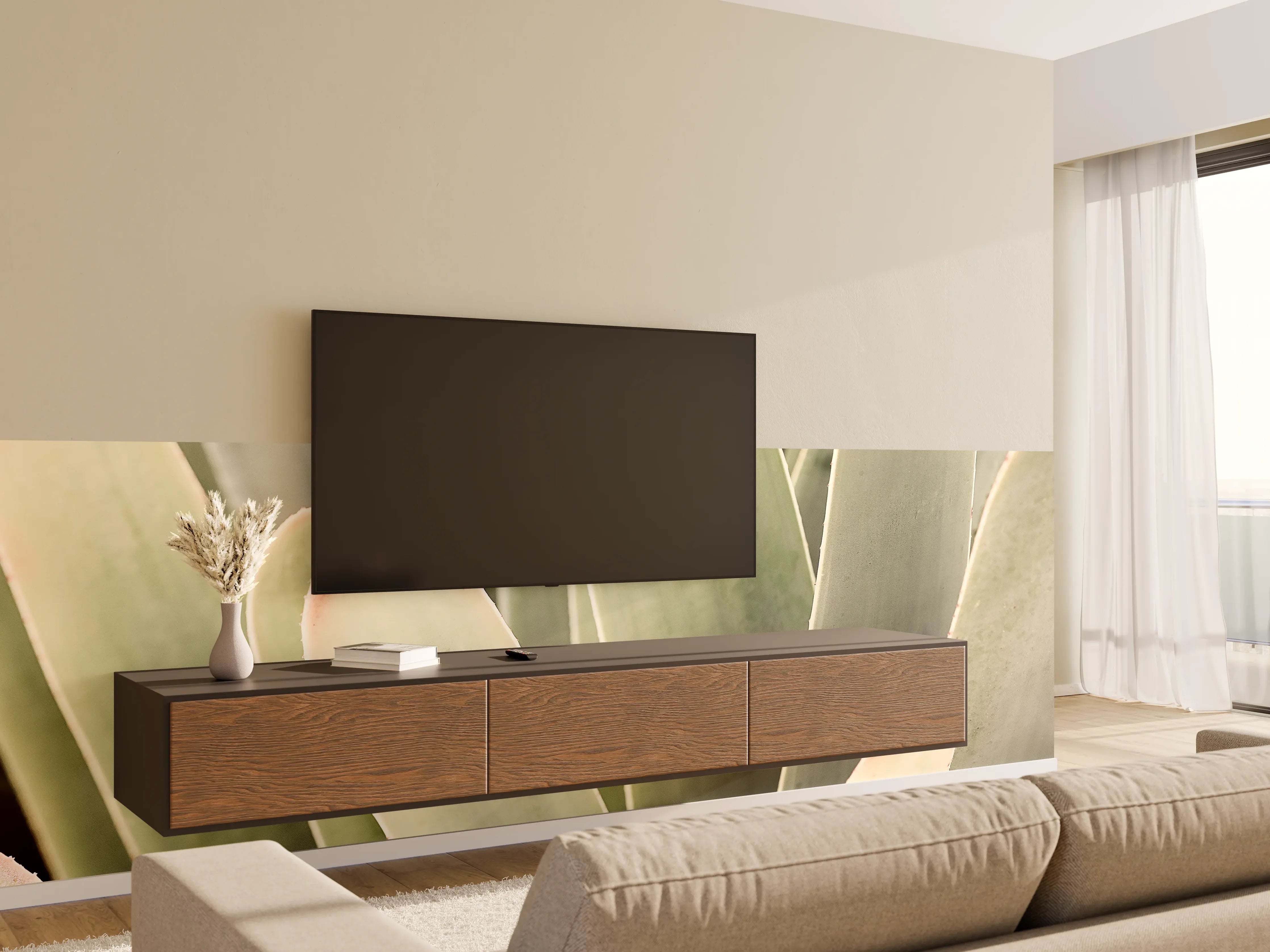Wandverkleidung Wohnzimmer - Elegant Egrößere Sukkulente im Close-Up