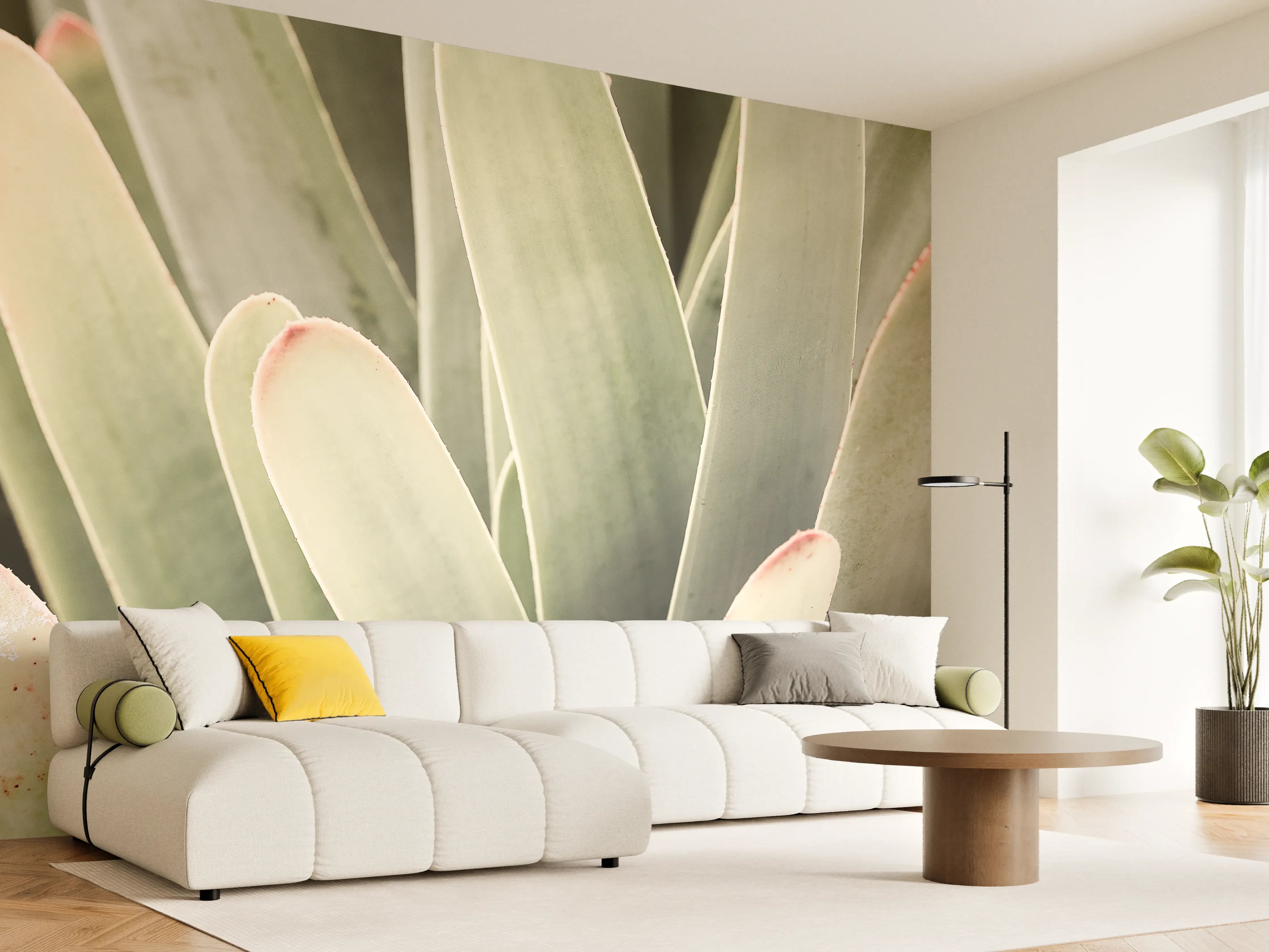 Wandverkleidung Wohnzimmer - Elegant Egrößere Sukkulente im Close-Up