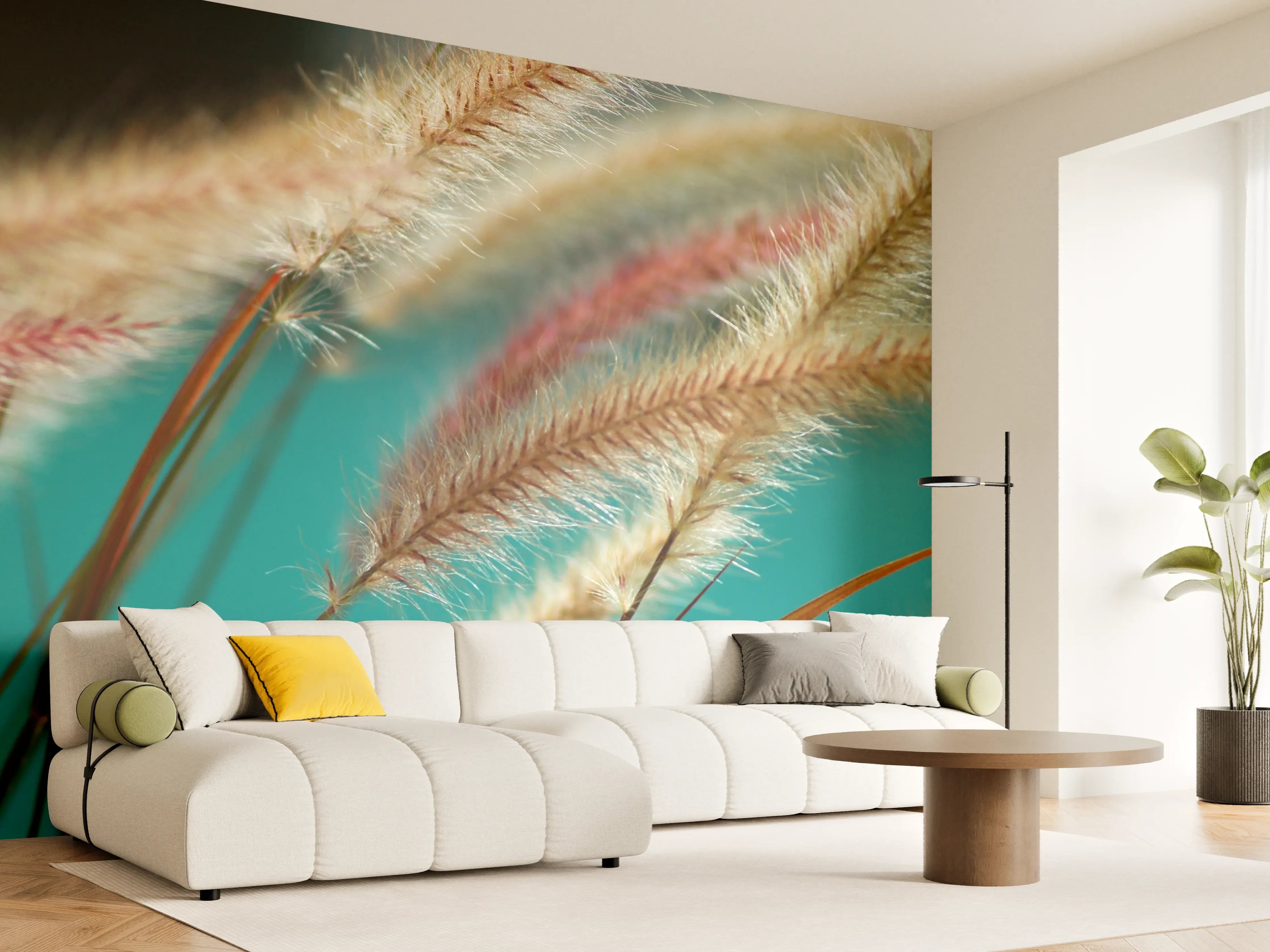 Wandverkleidung Wohnzimmer - Elegant Gras im Sonnenlicht