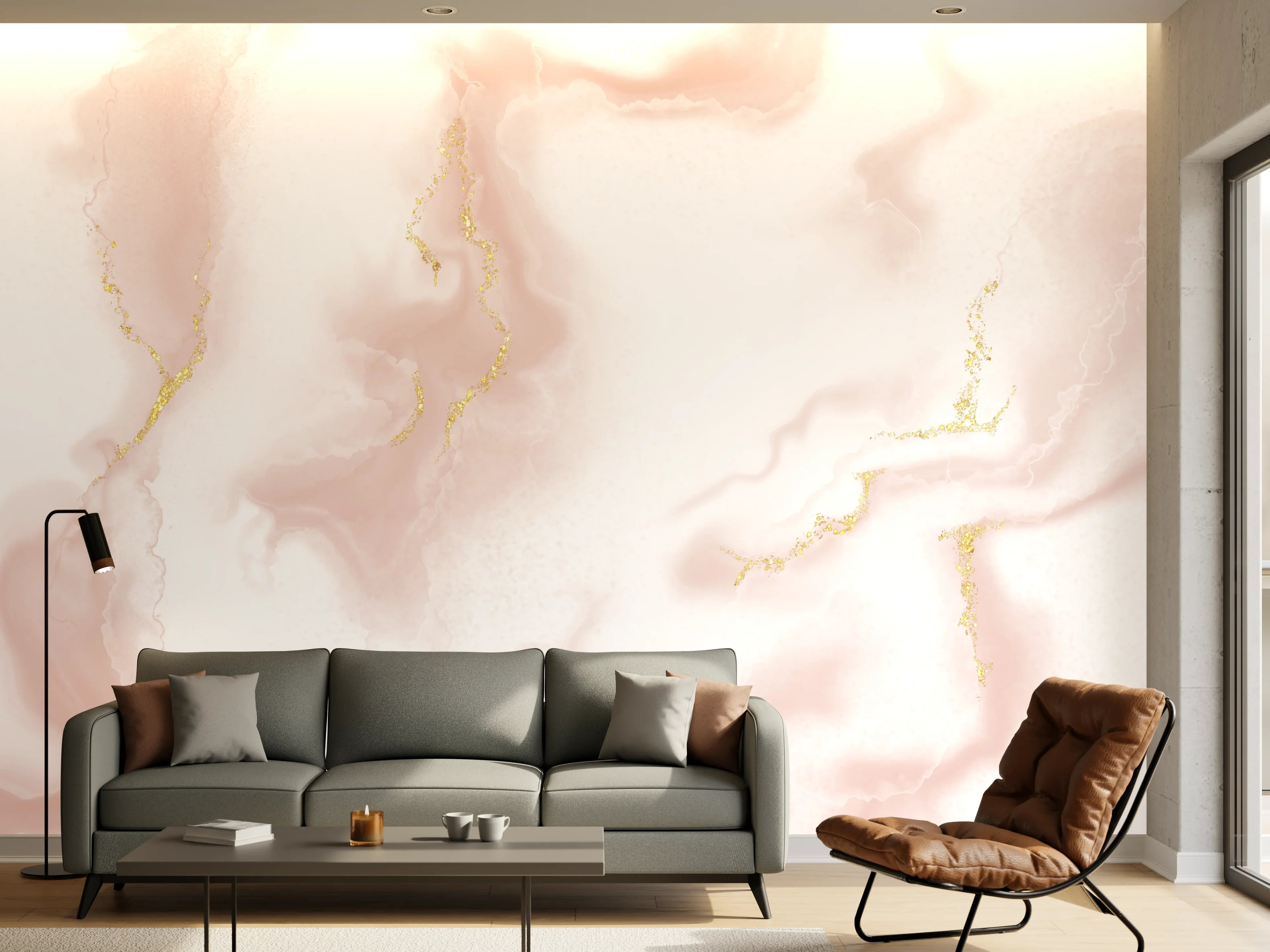 Wandverkleidung Wohnzimmer - Elegant Marbling Design
