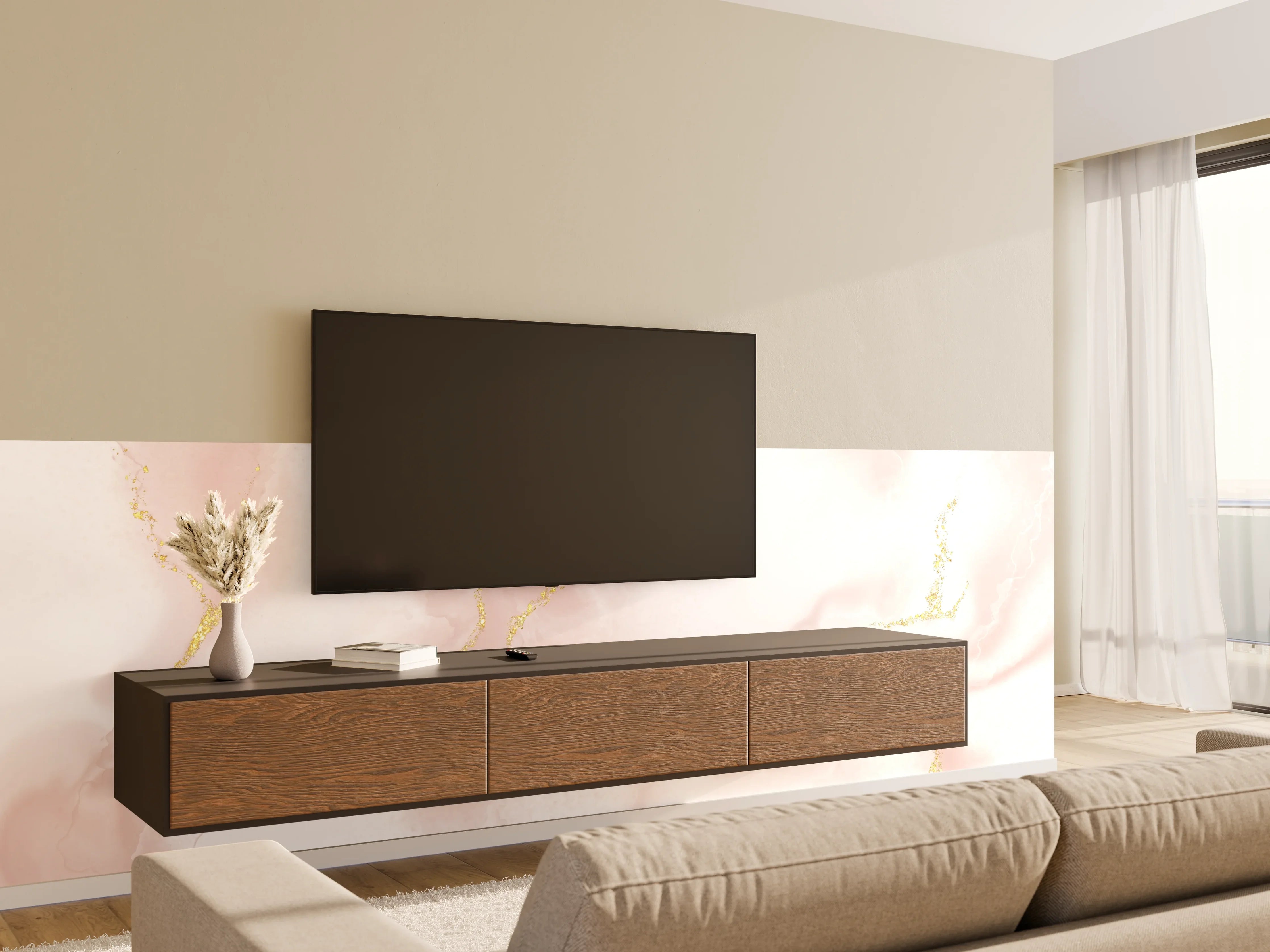 Wandverkleidung Wohnzimmer - Elegant Marbling Design