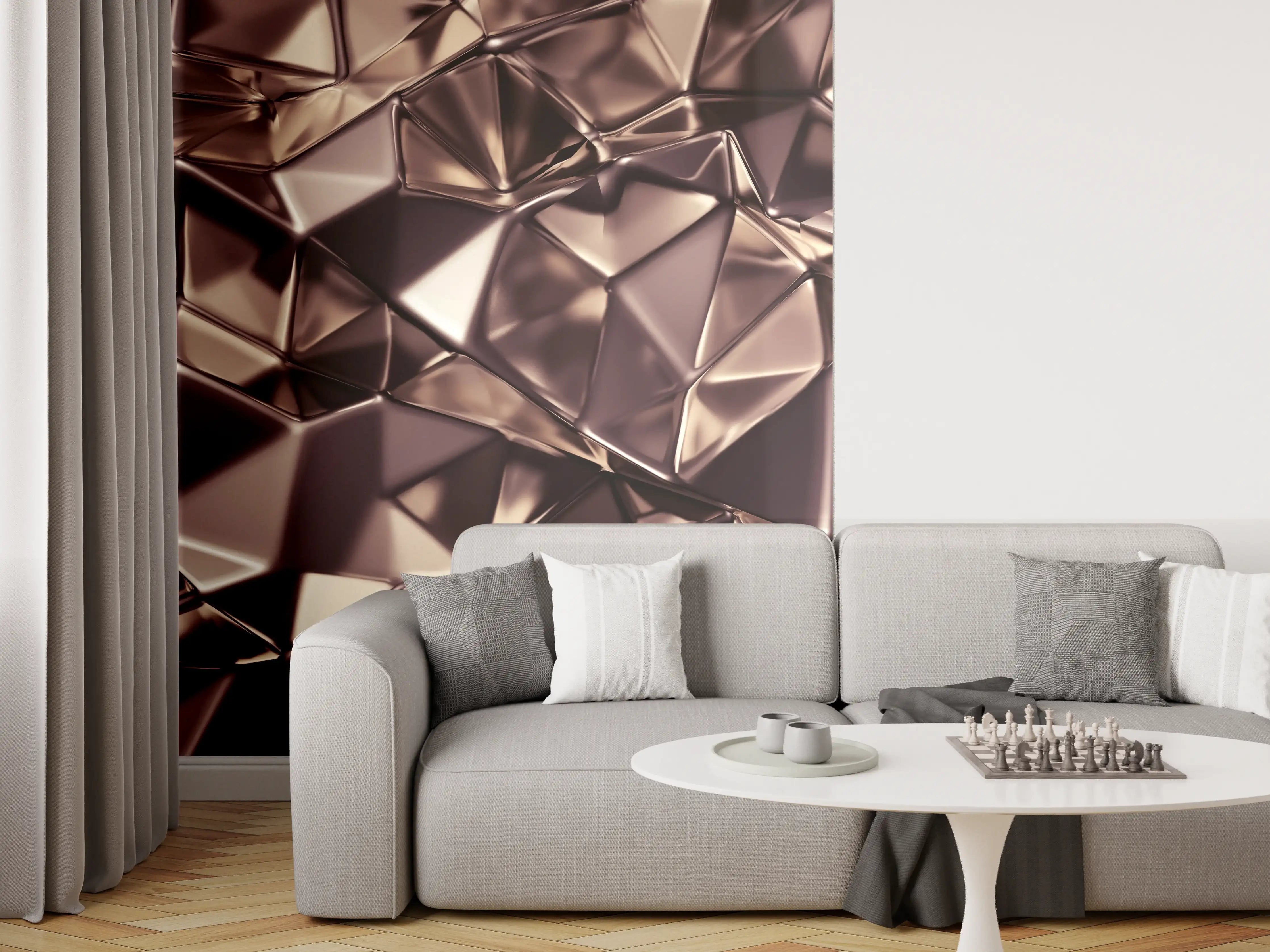 Wandverkleidung Wohnzimmer - Elegant dunkle Metalltextur