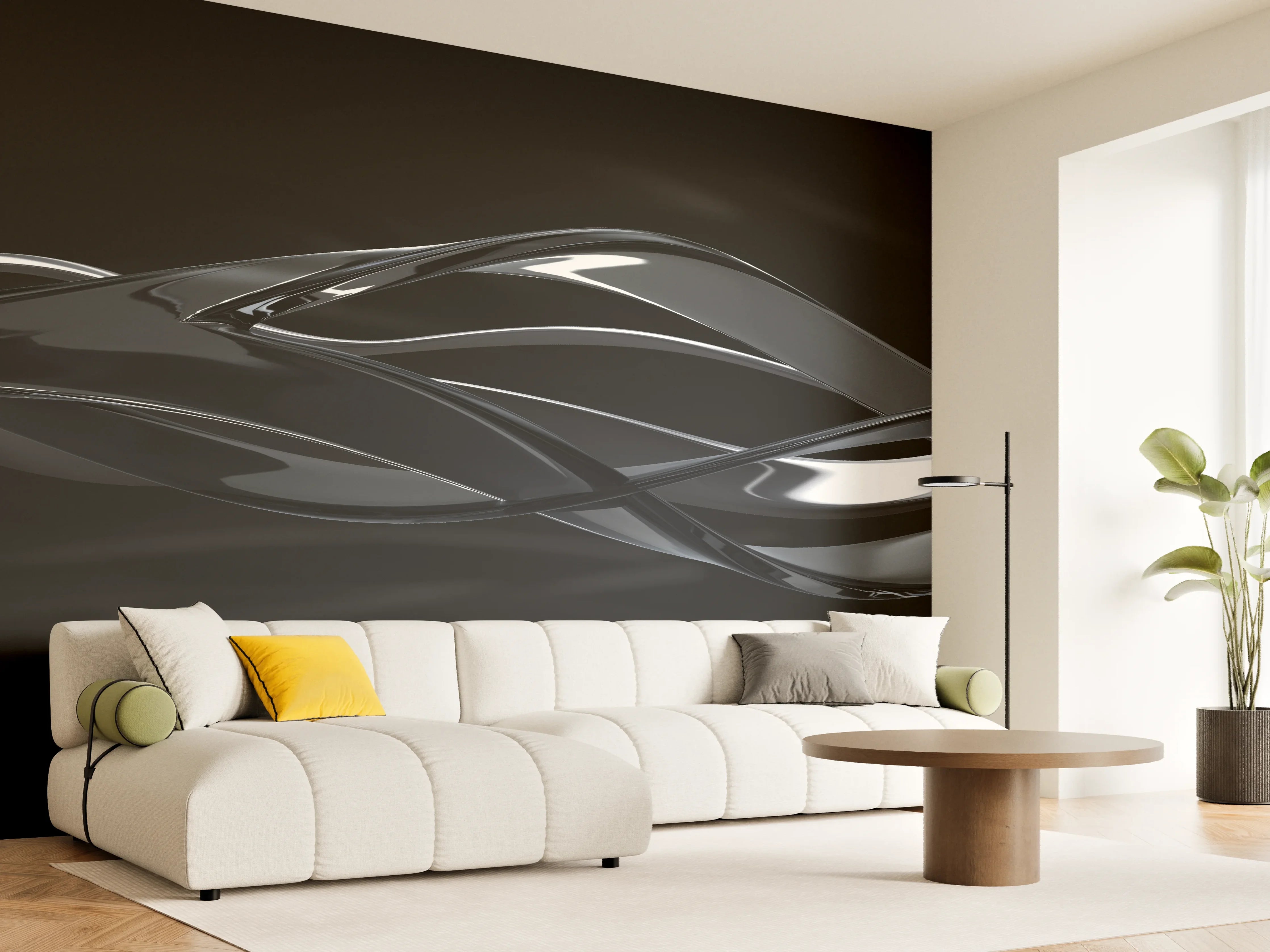 Wandverkleidung Wohnzimmer - Elegant fließende Bewegung