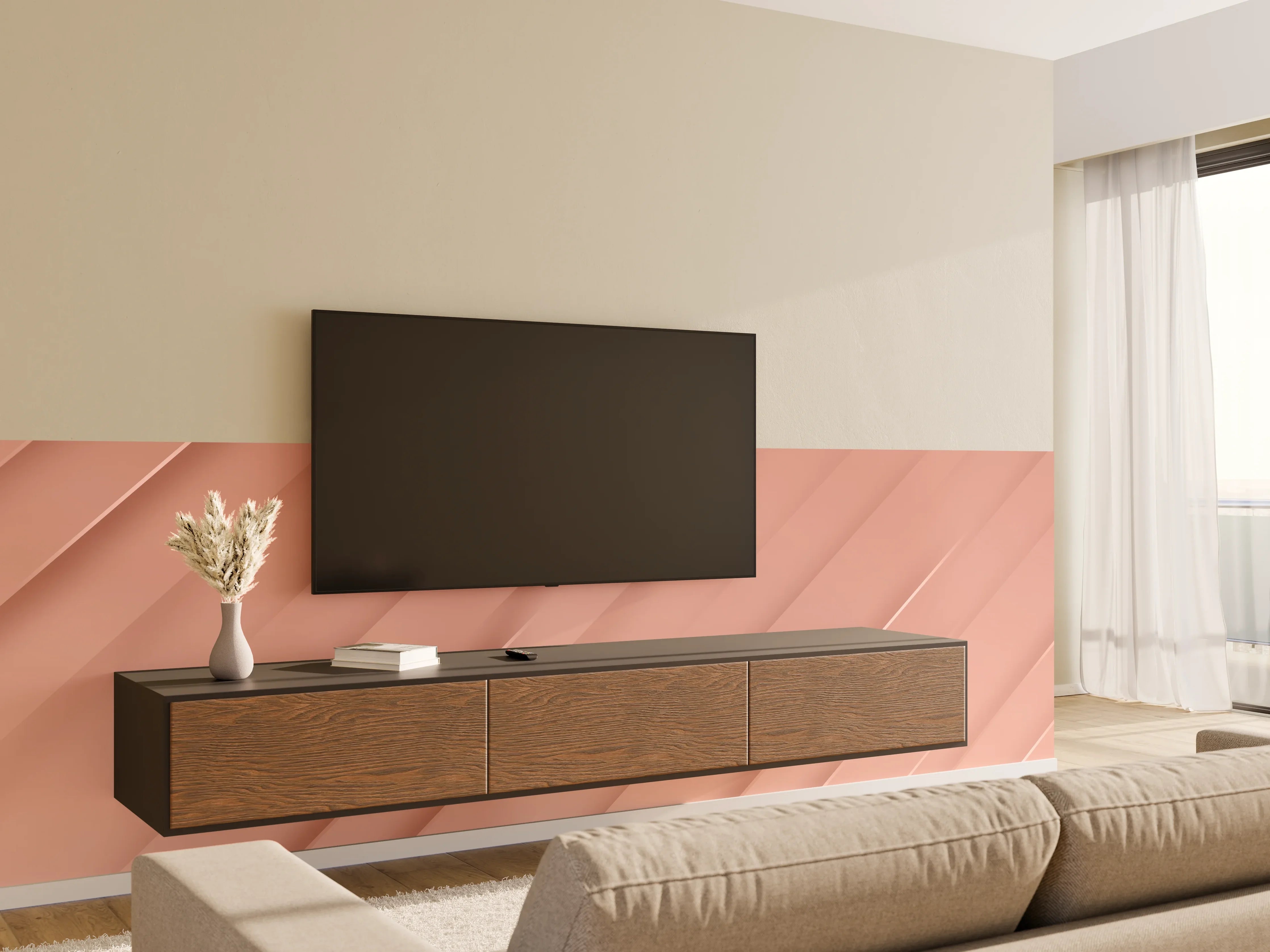 Wandverkleidung Wohnzimmer - Elegant rosa Designer-Accessoire