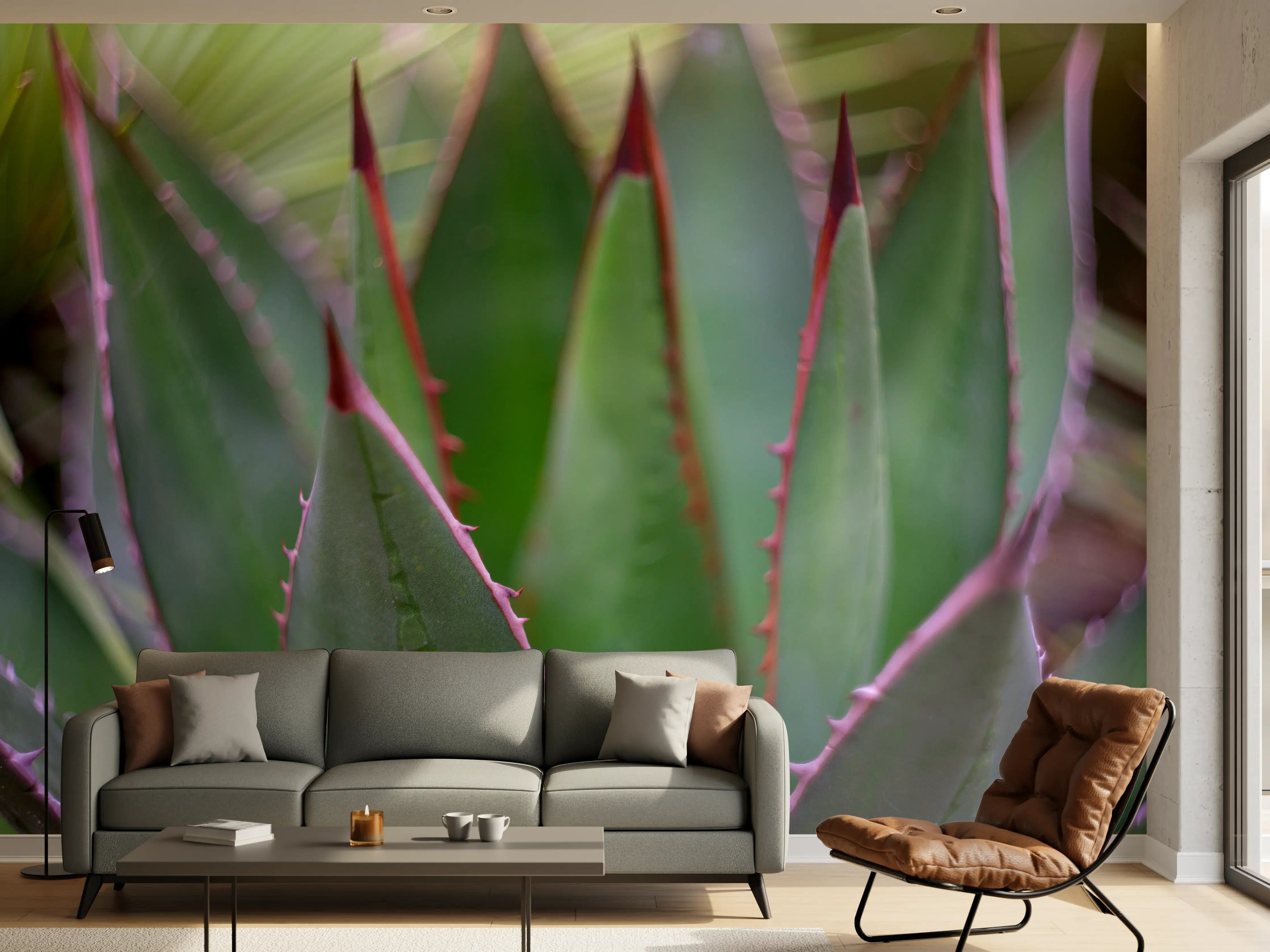 Wandverkleidung Wohnzimmer - Elegante Aloe Vera Pflanze