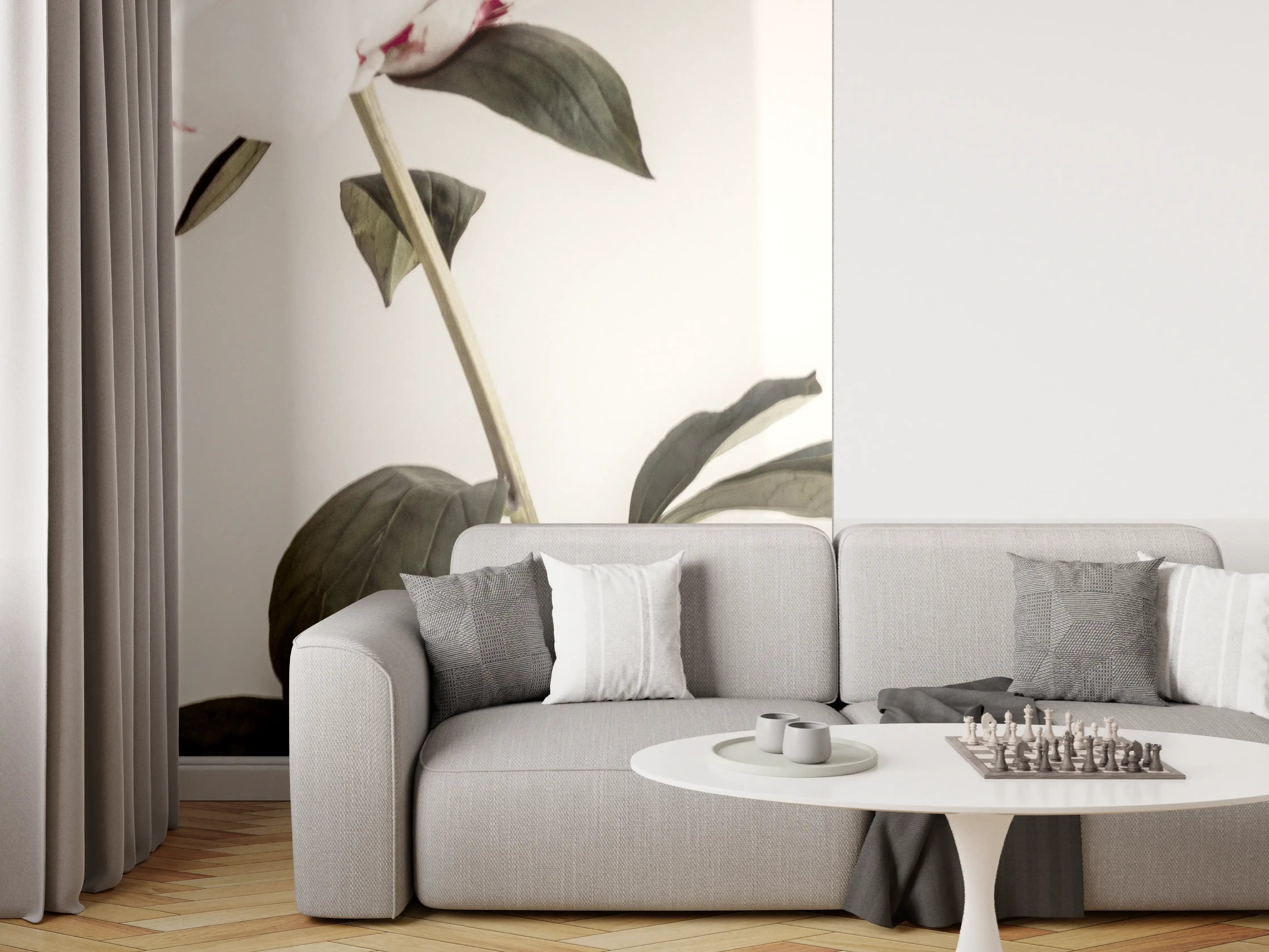 Wandverkleidung Wohnzimmer - Elegante Blume in Nahaufnahme