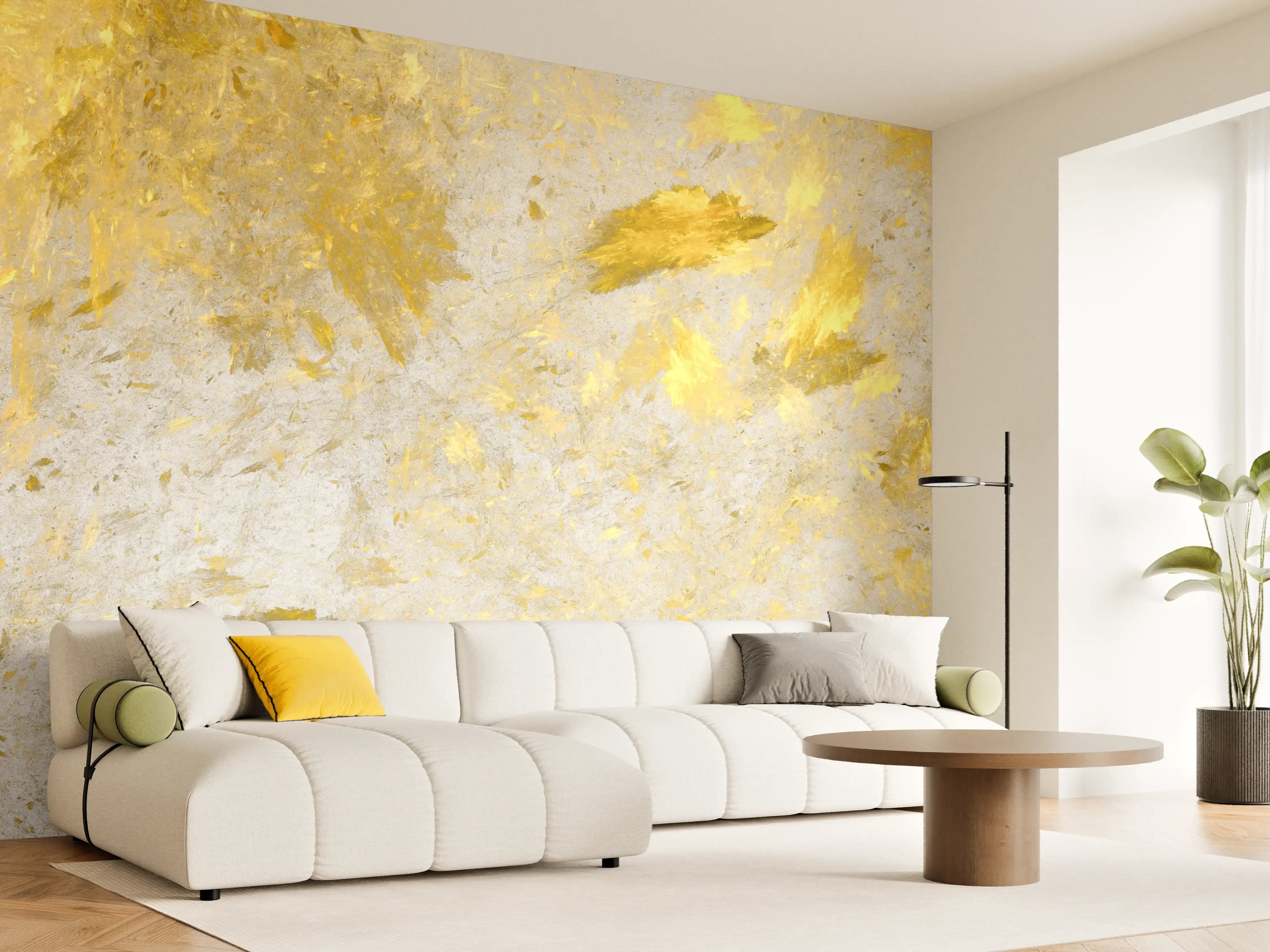 Wandverkleidung Wohnzimmer - Elegante Gold- und Grau-Textur