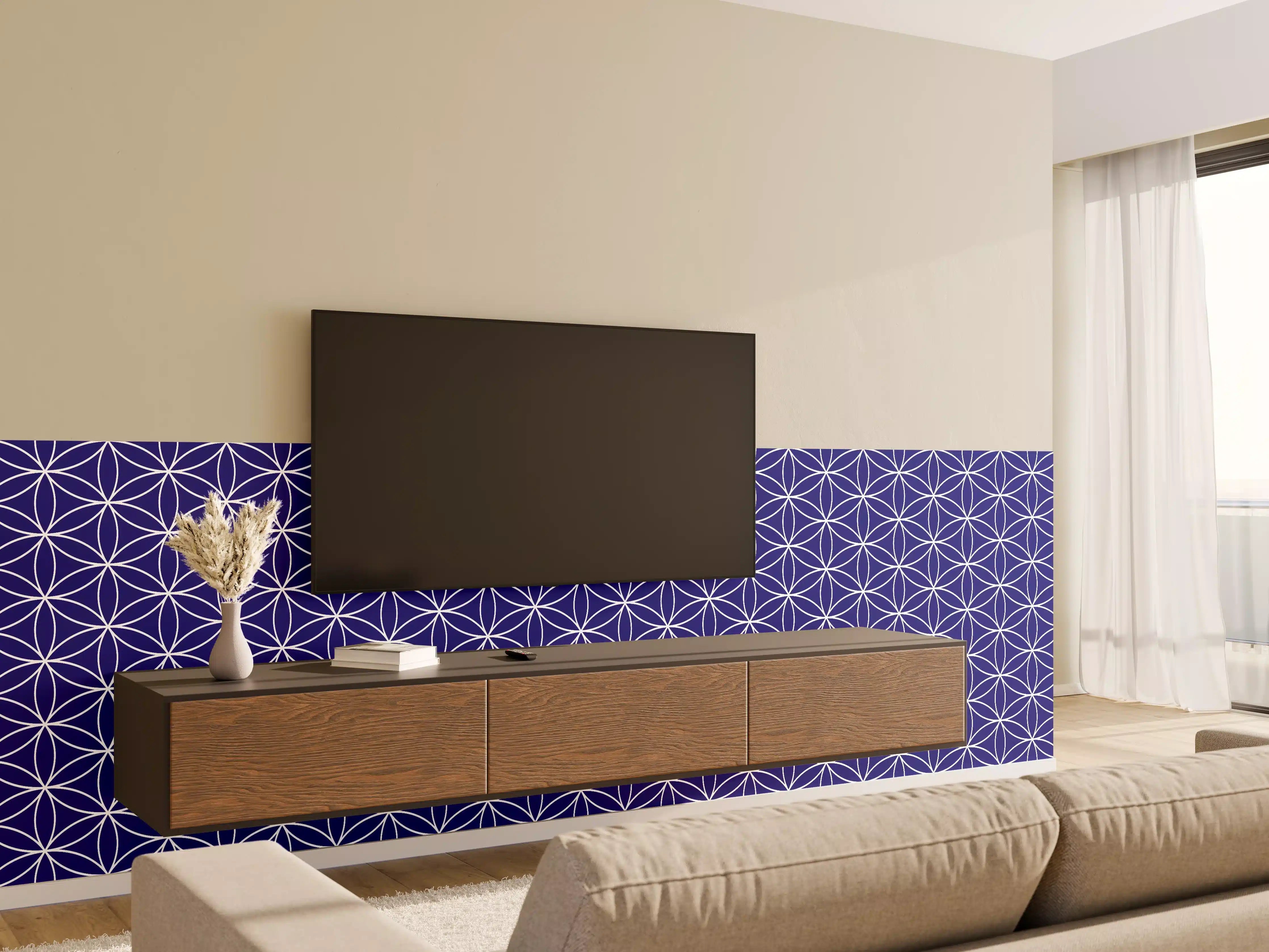Wandverkleidung Wohnzimmer - Elegante Grautöne in geometrischer Harmonie