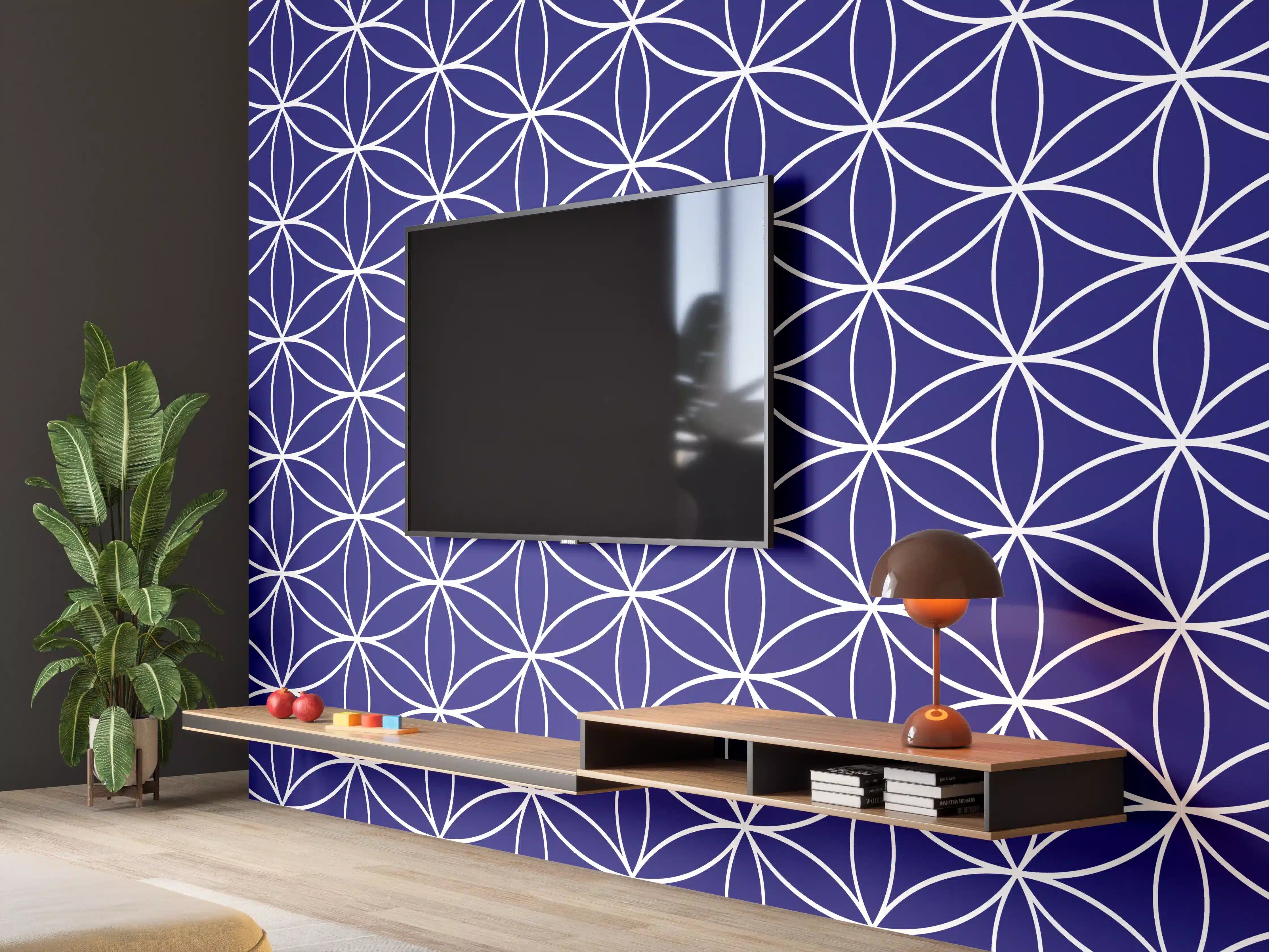 Wandverkleidung Wohnzimmer - Elegante Grautöne in geometrischer Harmonie
