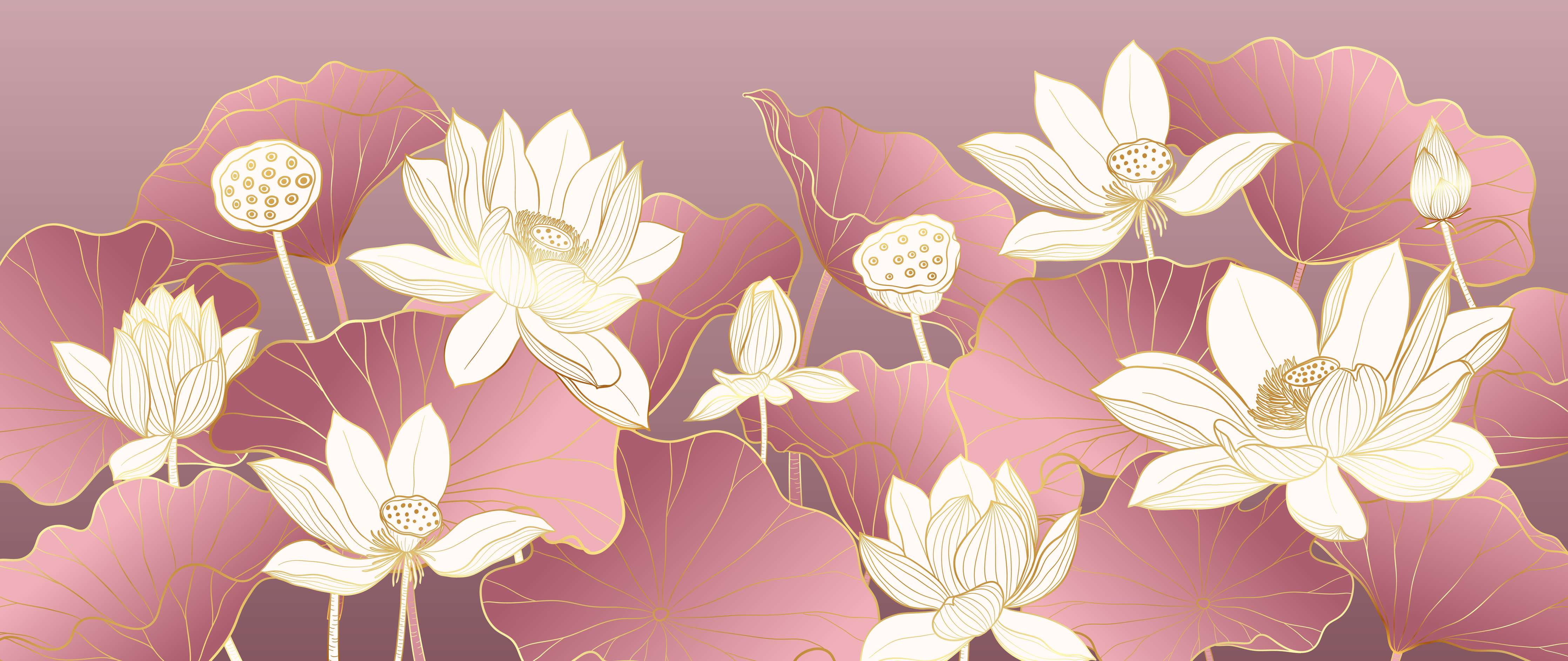 Wandverkleidung Wohnzimmer-Elegante Lotusblumen in Pastellfarben