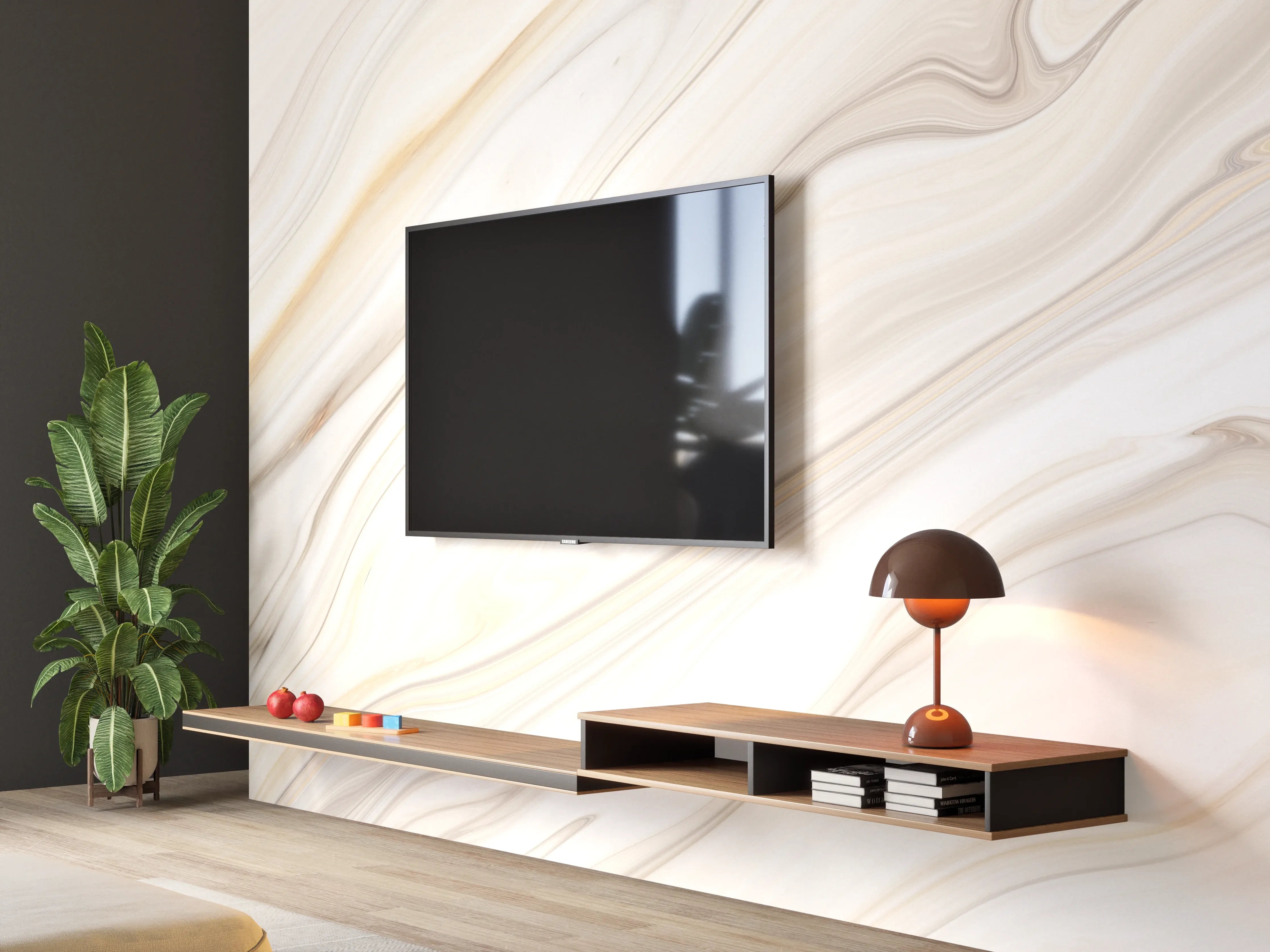 Wandverkleidung Wohnzimmer - Elegante Marmor-Optik Fliese