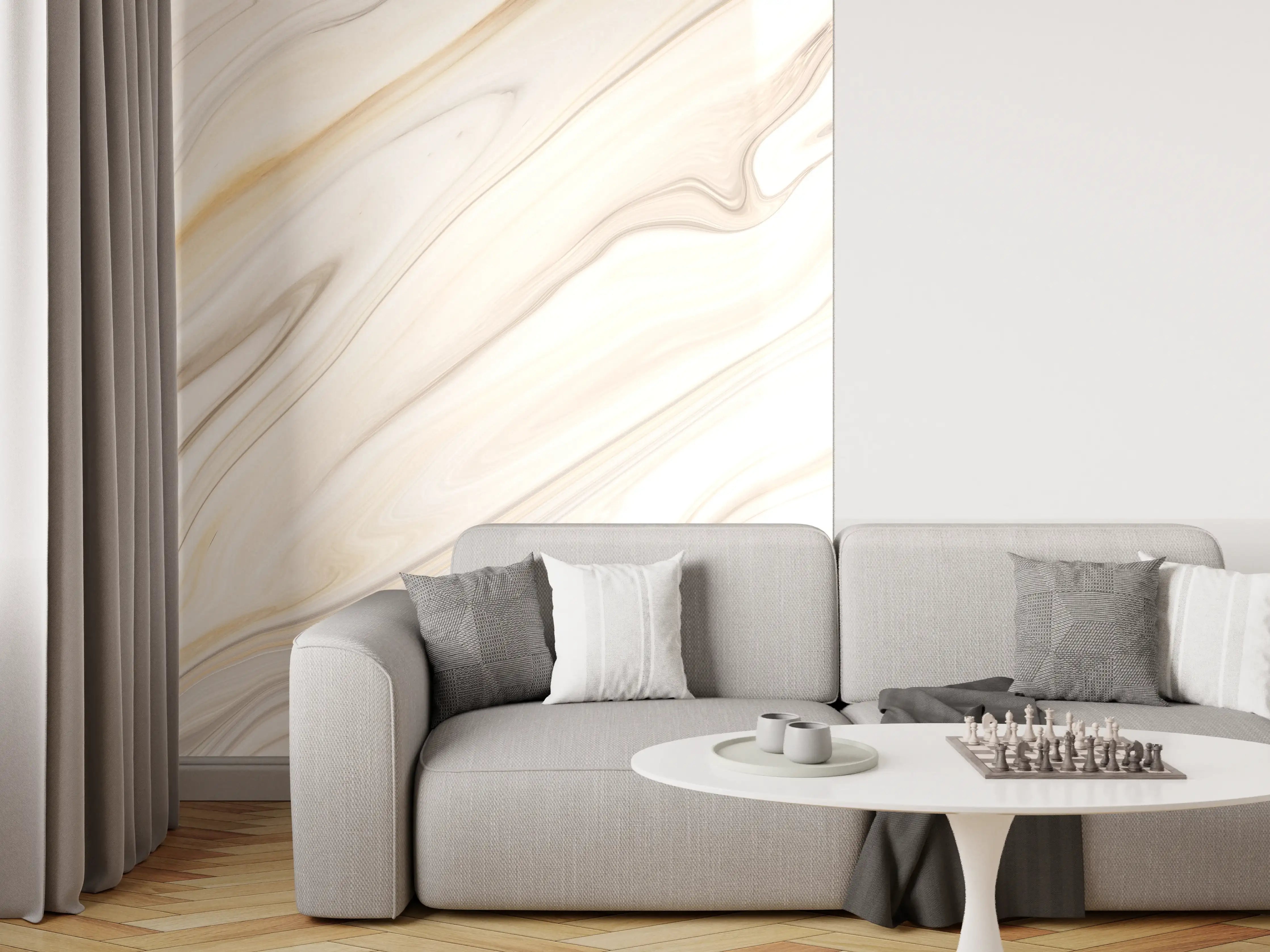 Wandverkleidung Wohnzimmer - Elegante Marmor-Optik Fliese