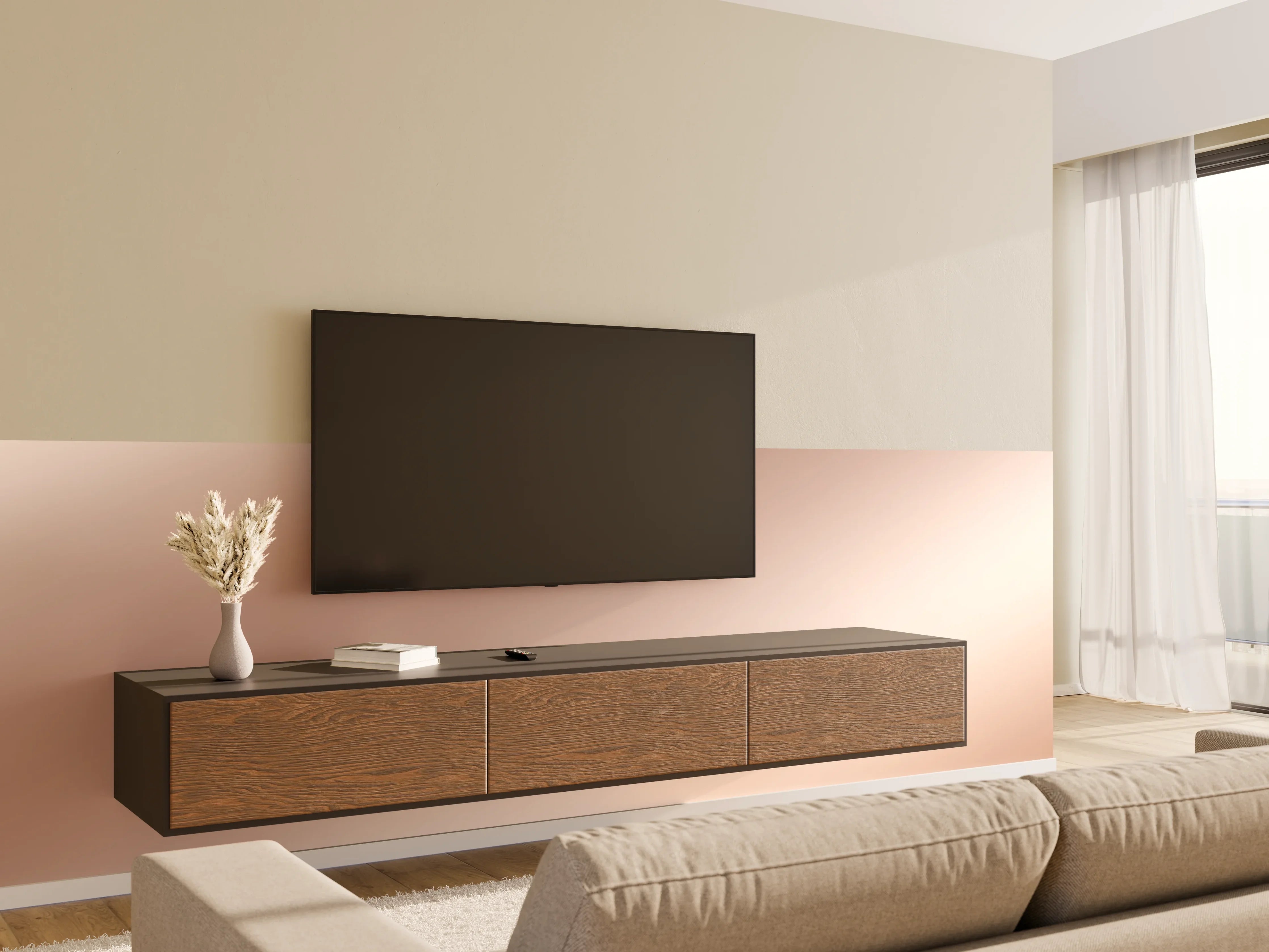 Wandverkleidung Wohnzimmer - Elegante Metallic-Bronze Wand