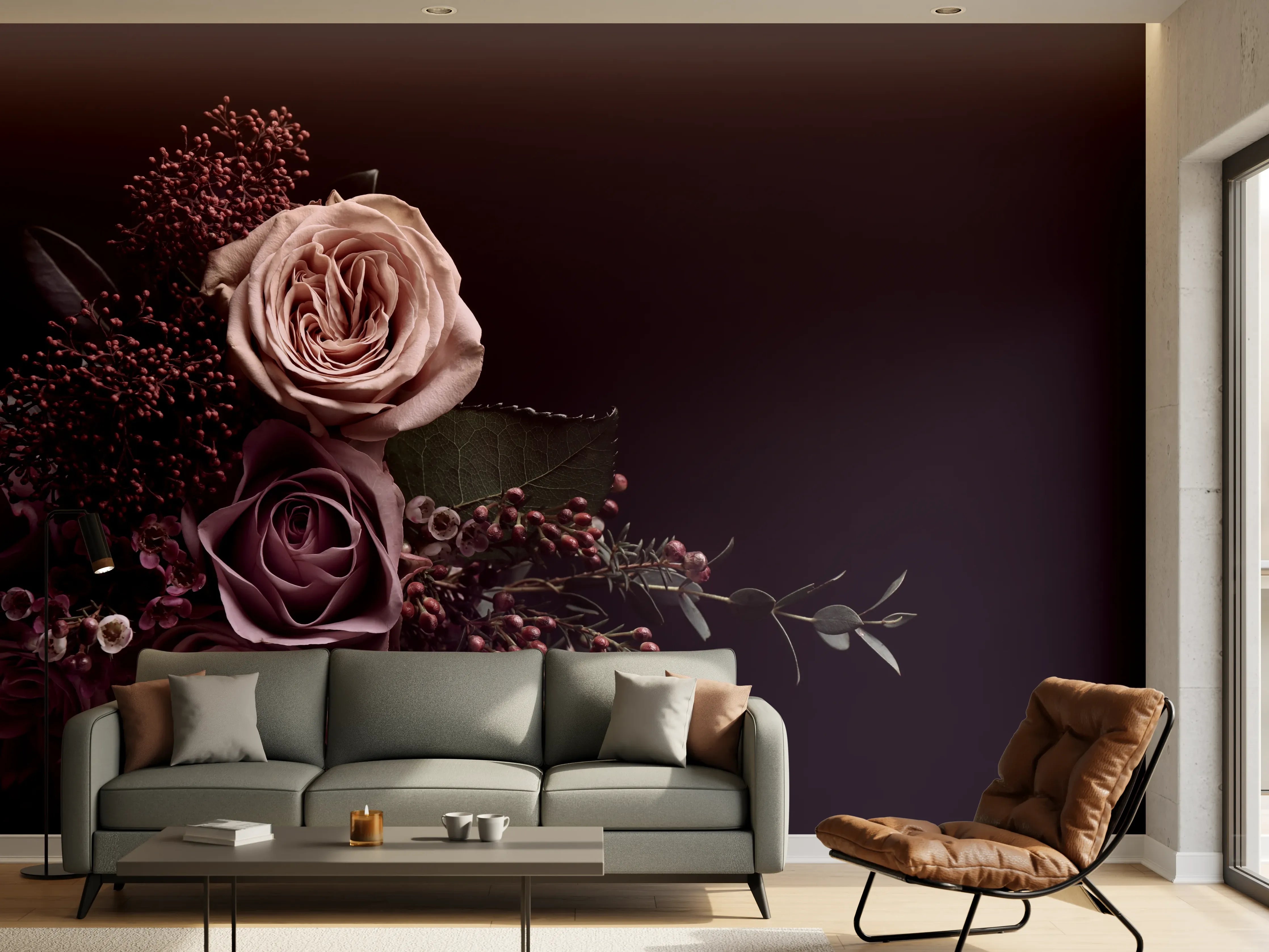 Wandverkleidung Wohnzimmer - Elegante Rosencollection