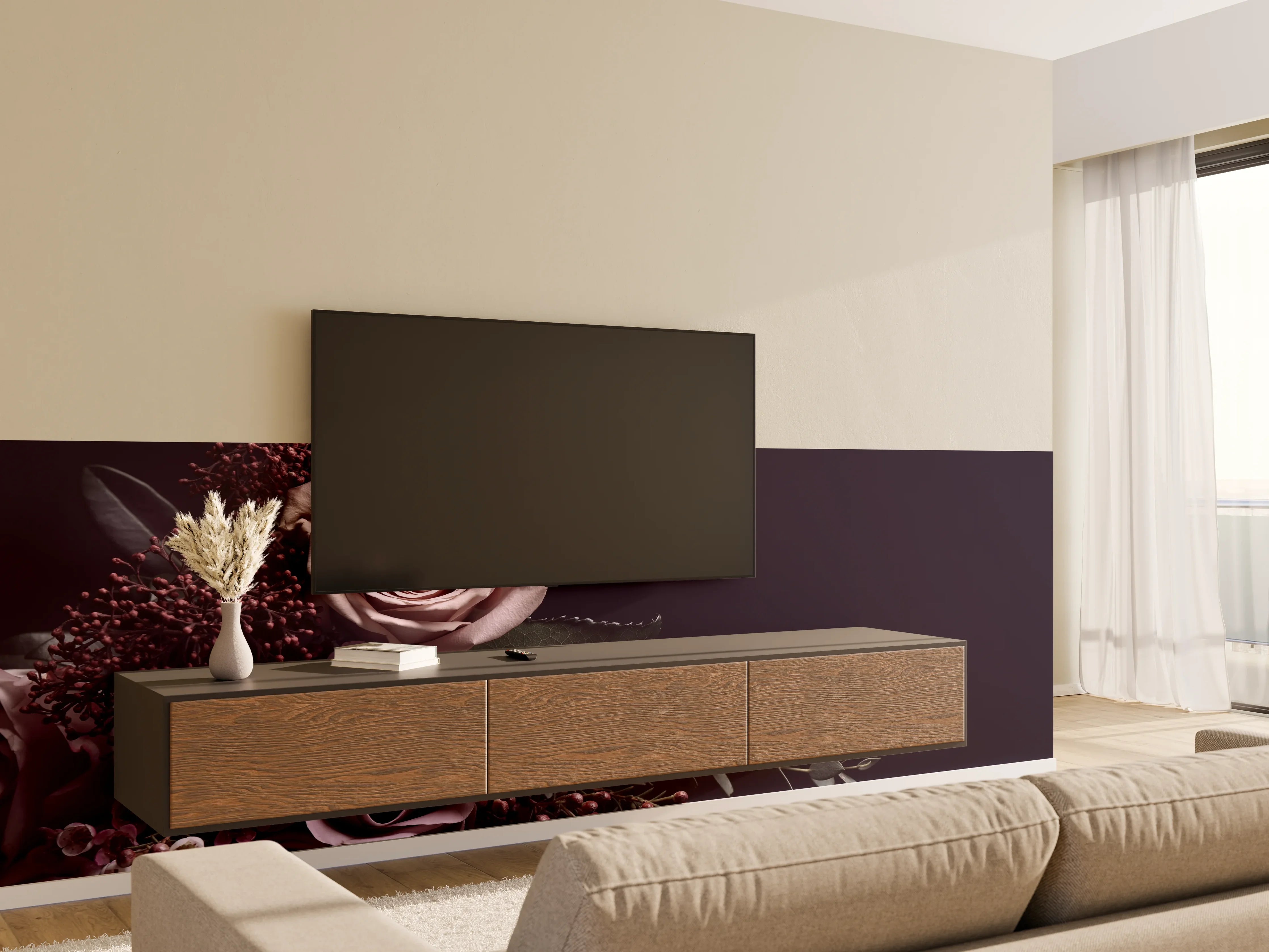 Wandverkleidung Wohnzimmer - Elegante Rosencollection