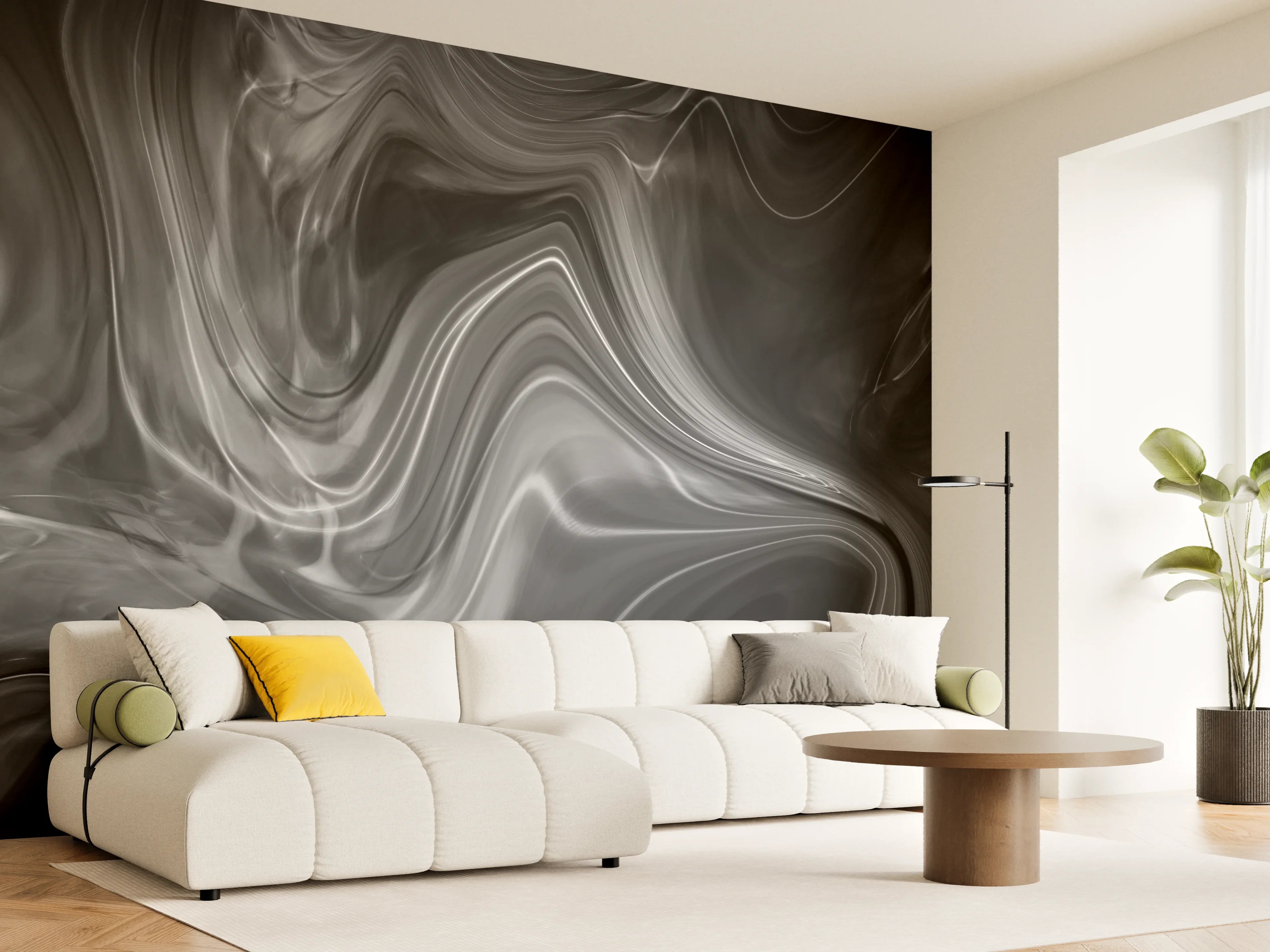 Wandverkleidung Wohnzimmer - Elegante Schwarzweiß-Marmoroptik