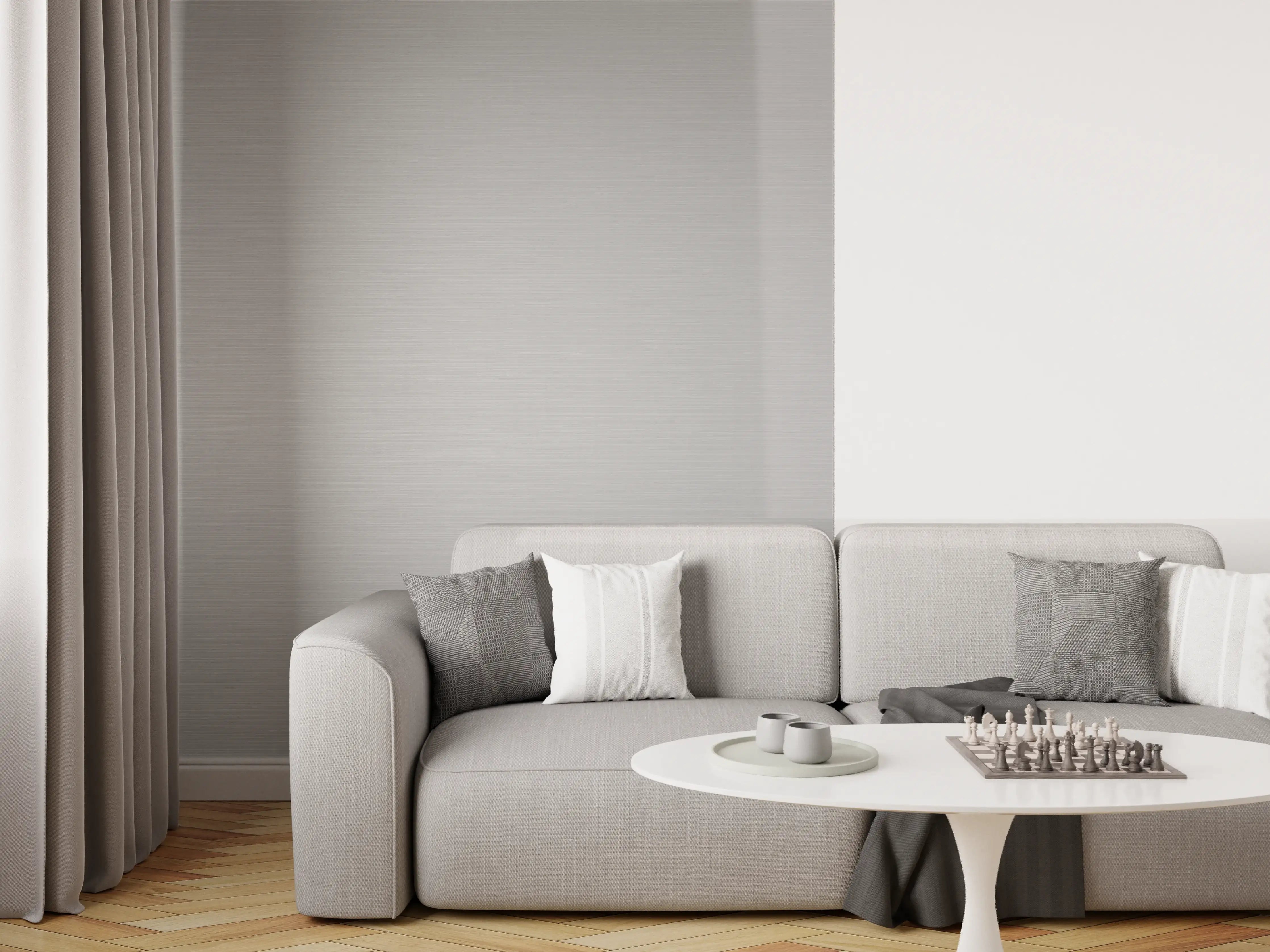Wandverkleidung Wohnzimmer - Elegante Silber-Metalltextur
