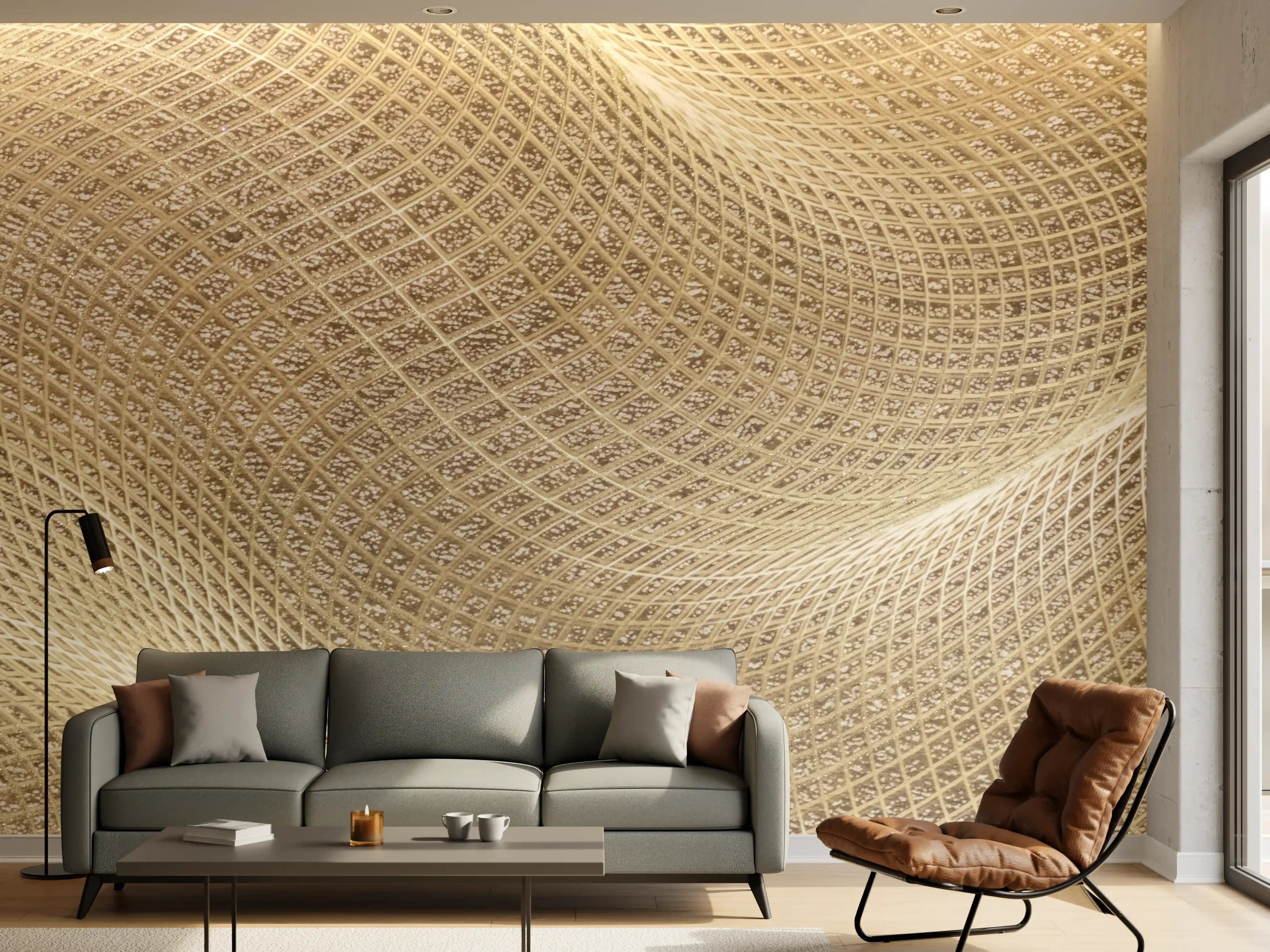 Wandverkleidung Wohnzimmer - Elegante Textur in Warmtönen