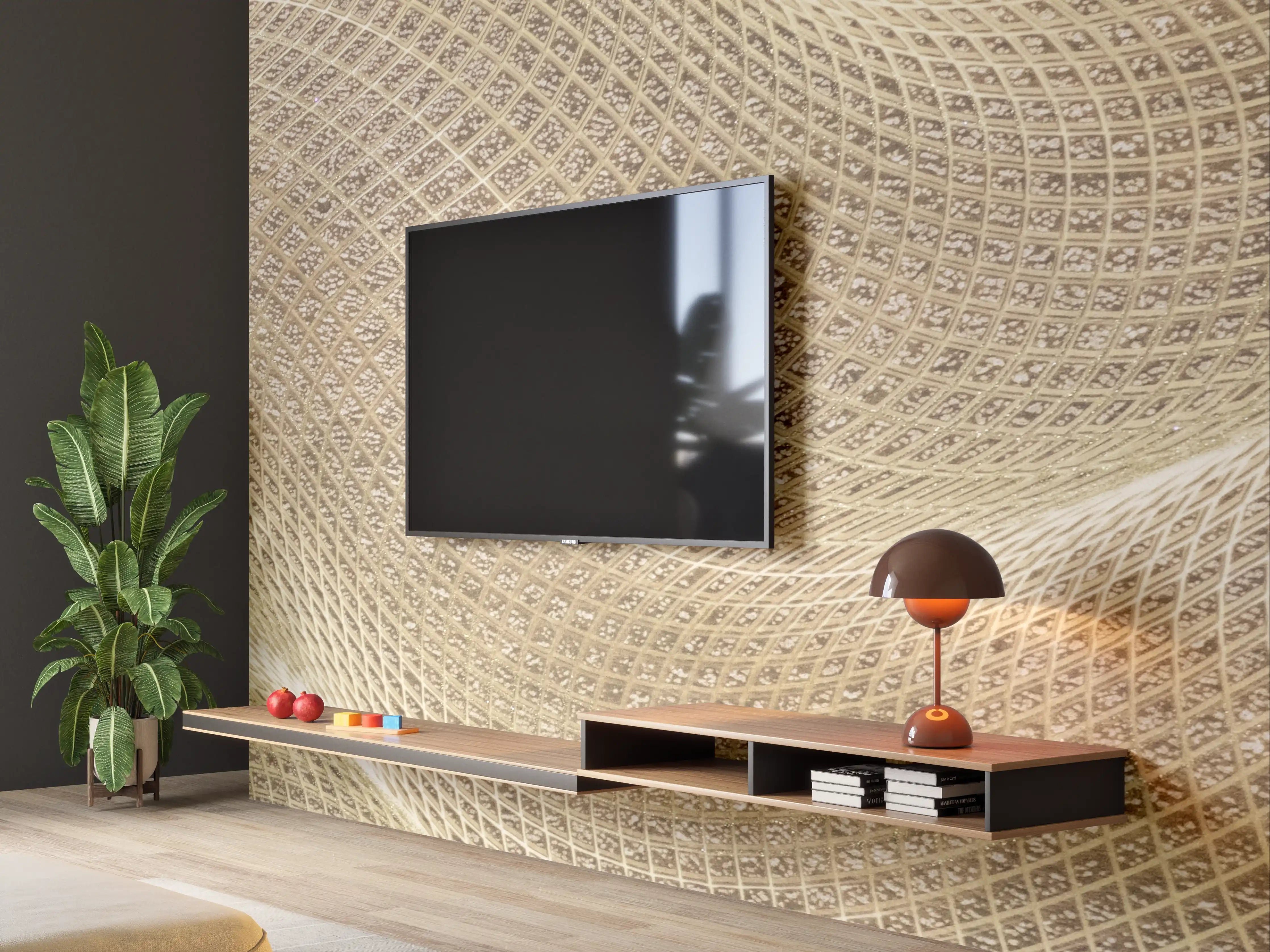 Wandverkleidung Wohnzimmer - Elegante Textur in Warmtönen