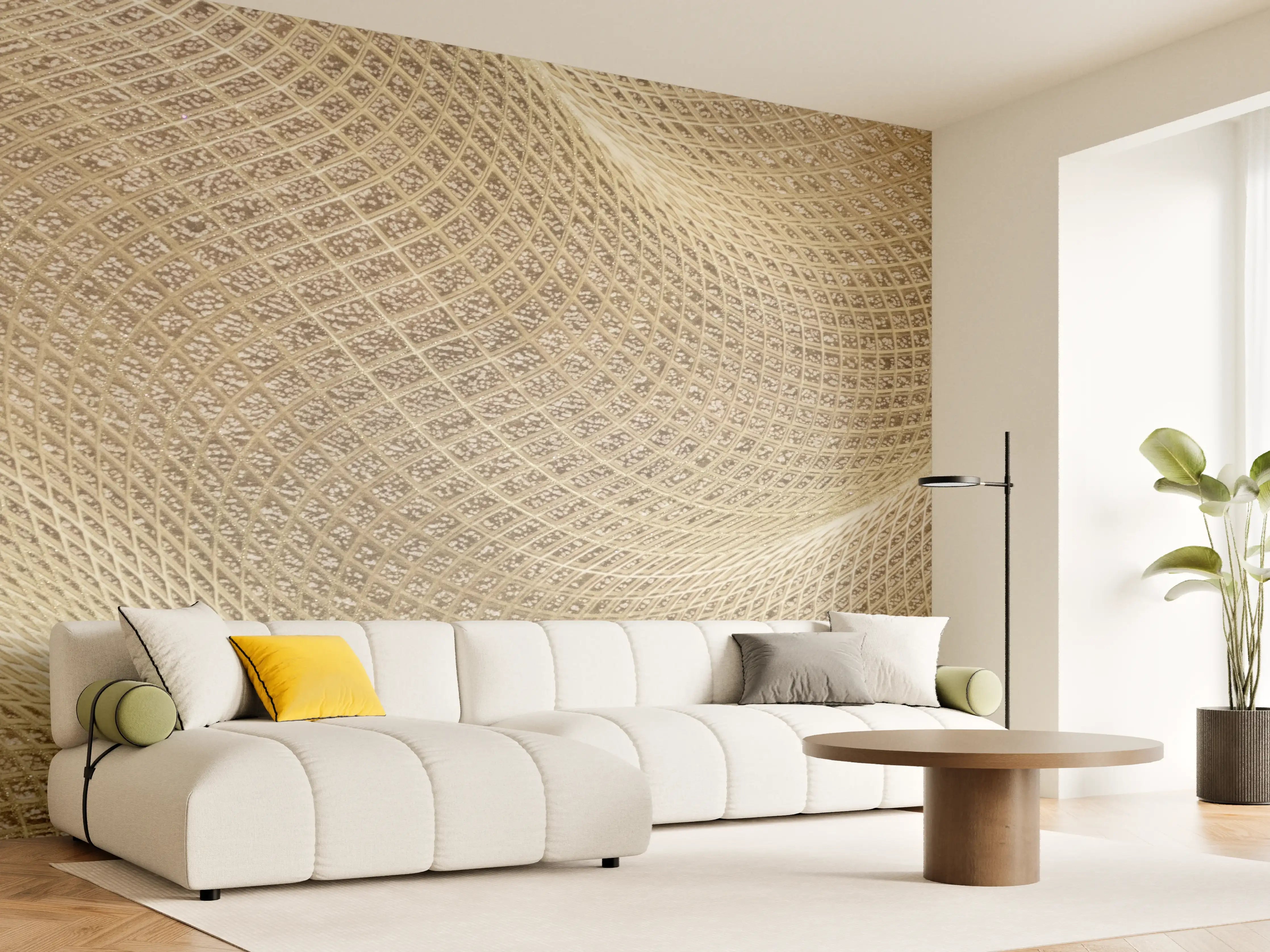Wandverkleidung Wohnzimmer - Elegante Textur in Warmtönen