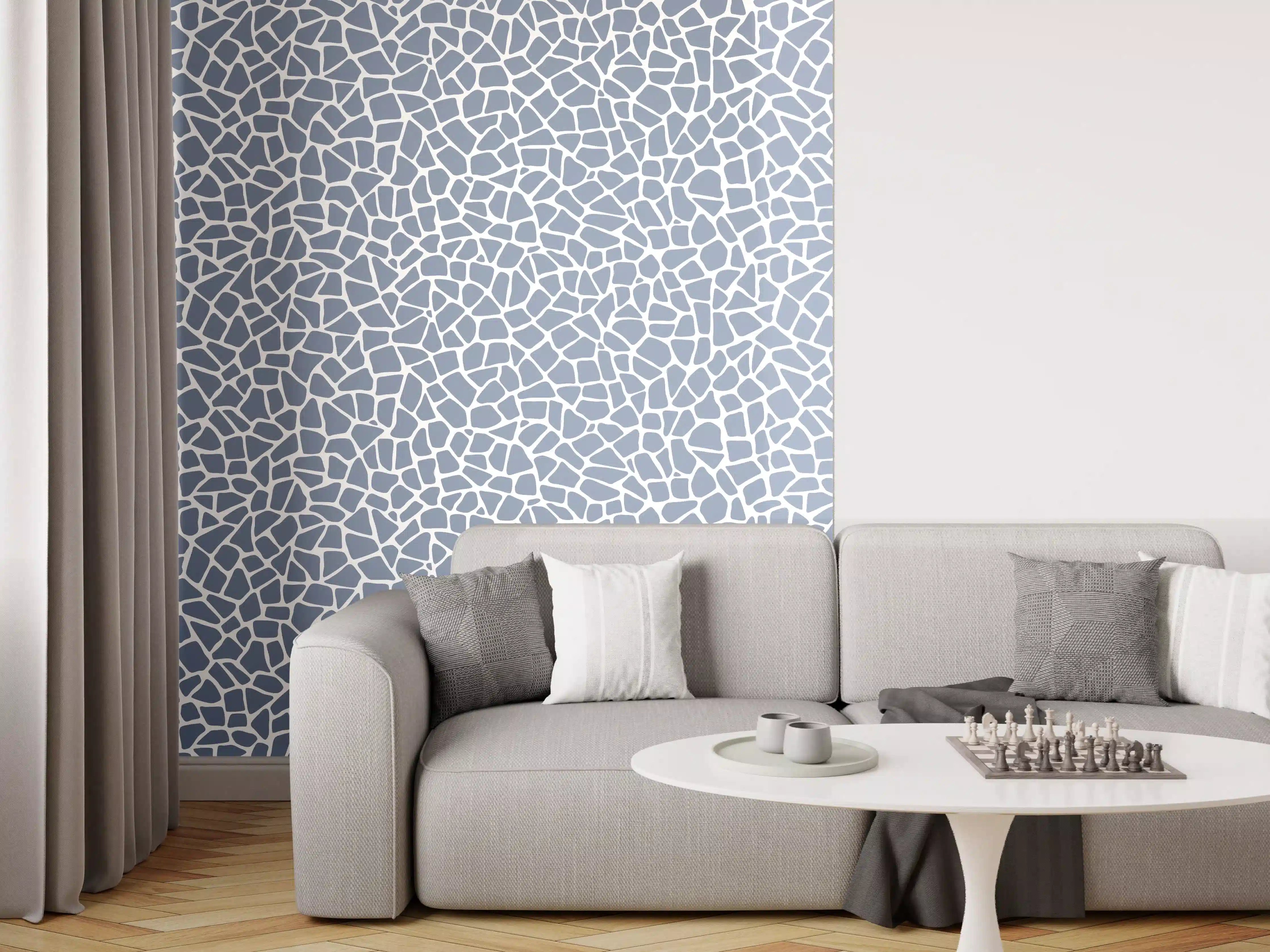 Wandverkleidung Wohnzimmer - Elegante Weiß-Grau Marmor-Textur mit feinen Graunuancen